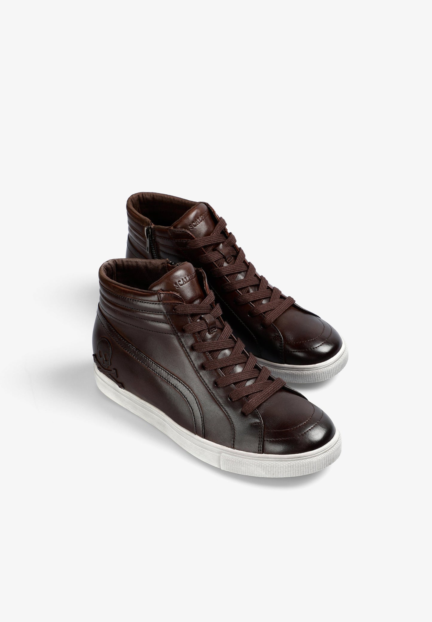 HIGH TOP LEATHER SKULL SNEAKERS