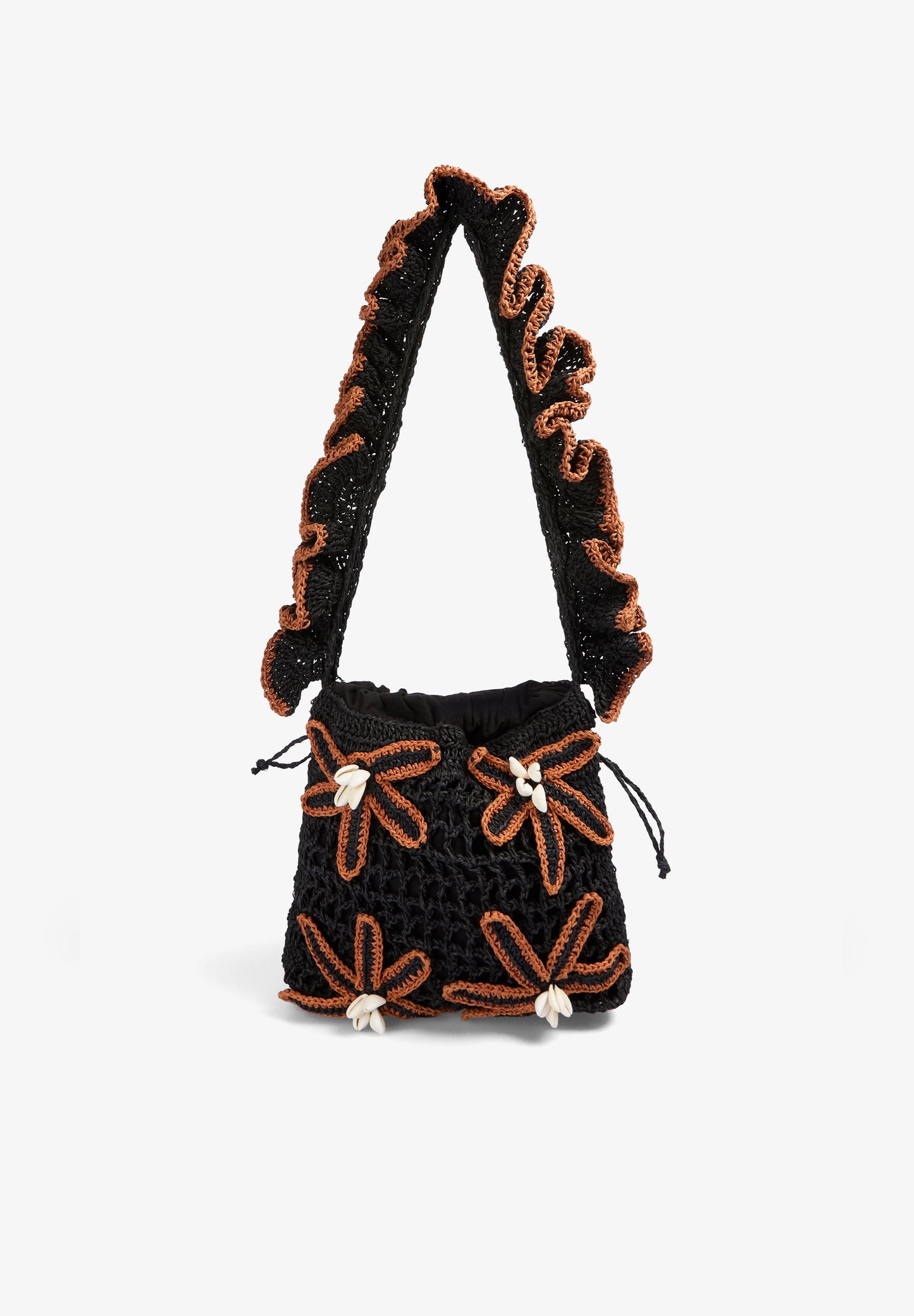 CONTRAST RAFFIA FLOWERS BAG