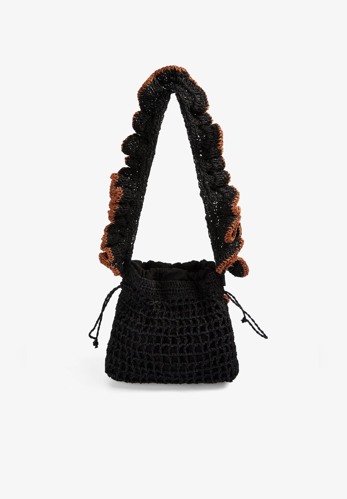 CONTRAST RAFFIA FLOWERS BAG