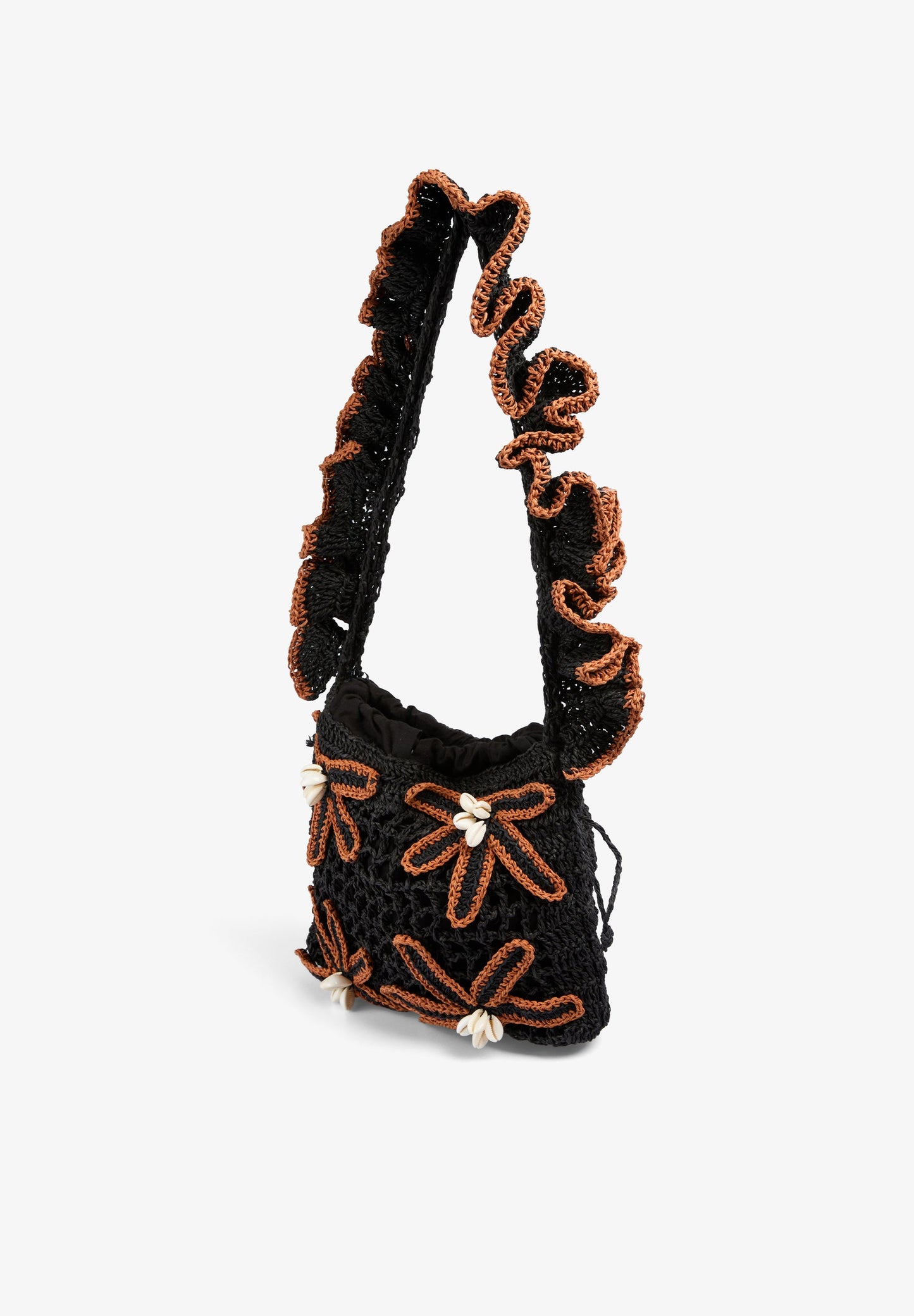 CONTRAST RAFFIA FLOWERS BAG