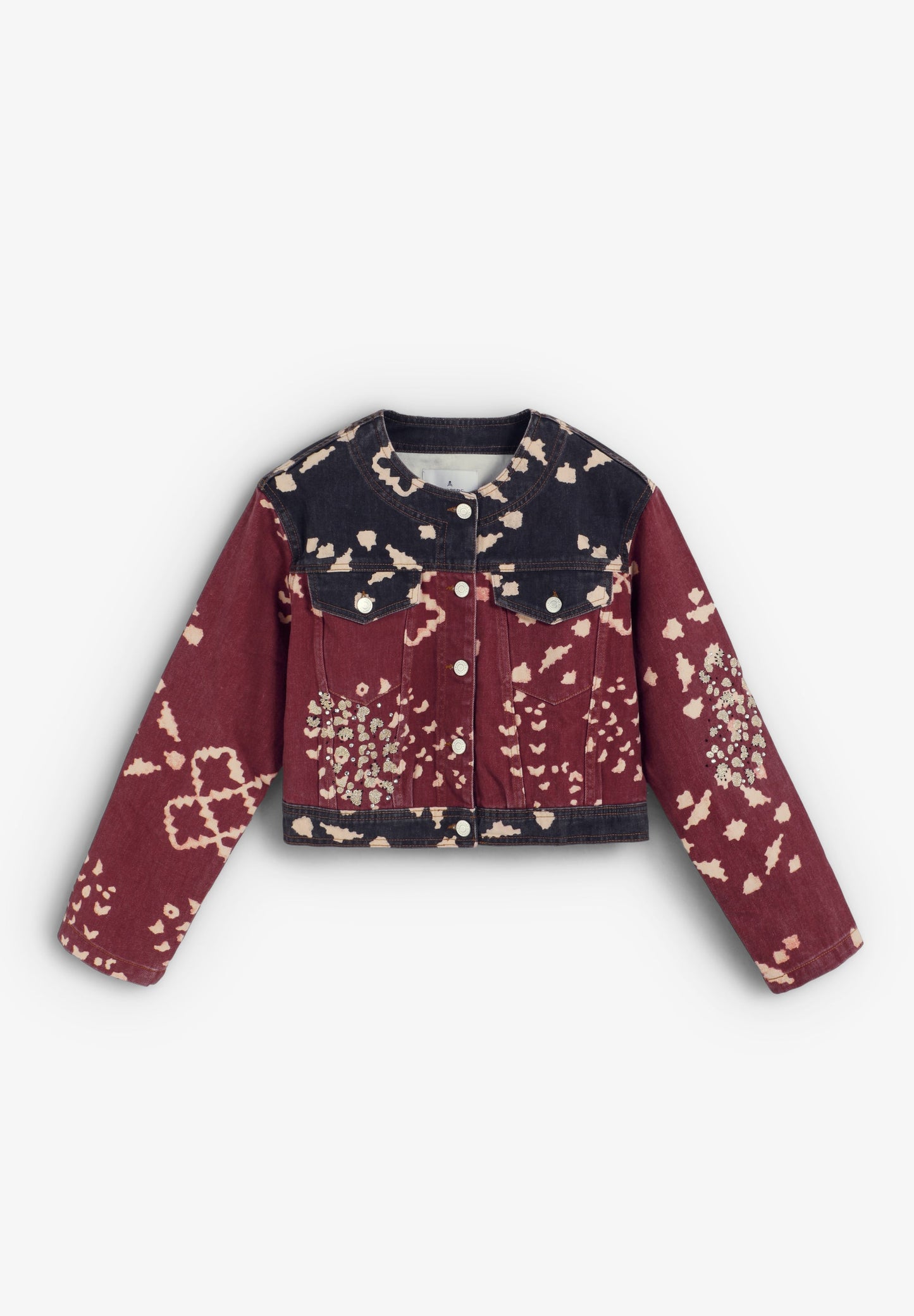 PRINTED DENIM CROP SHIRT