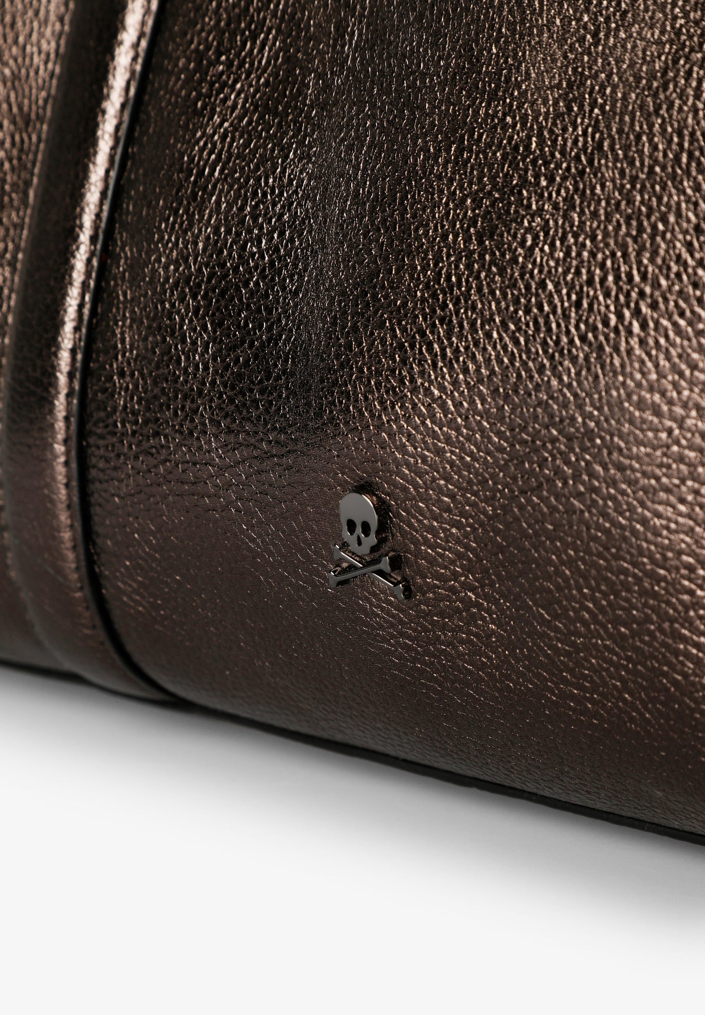 LEATHER AND METALLIC TOTE BAG