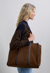 CONTRAST SUEDE TOTE BAG