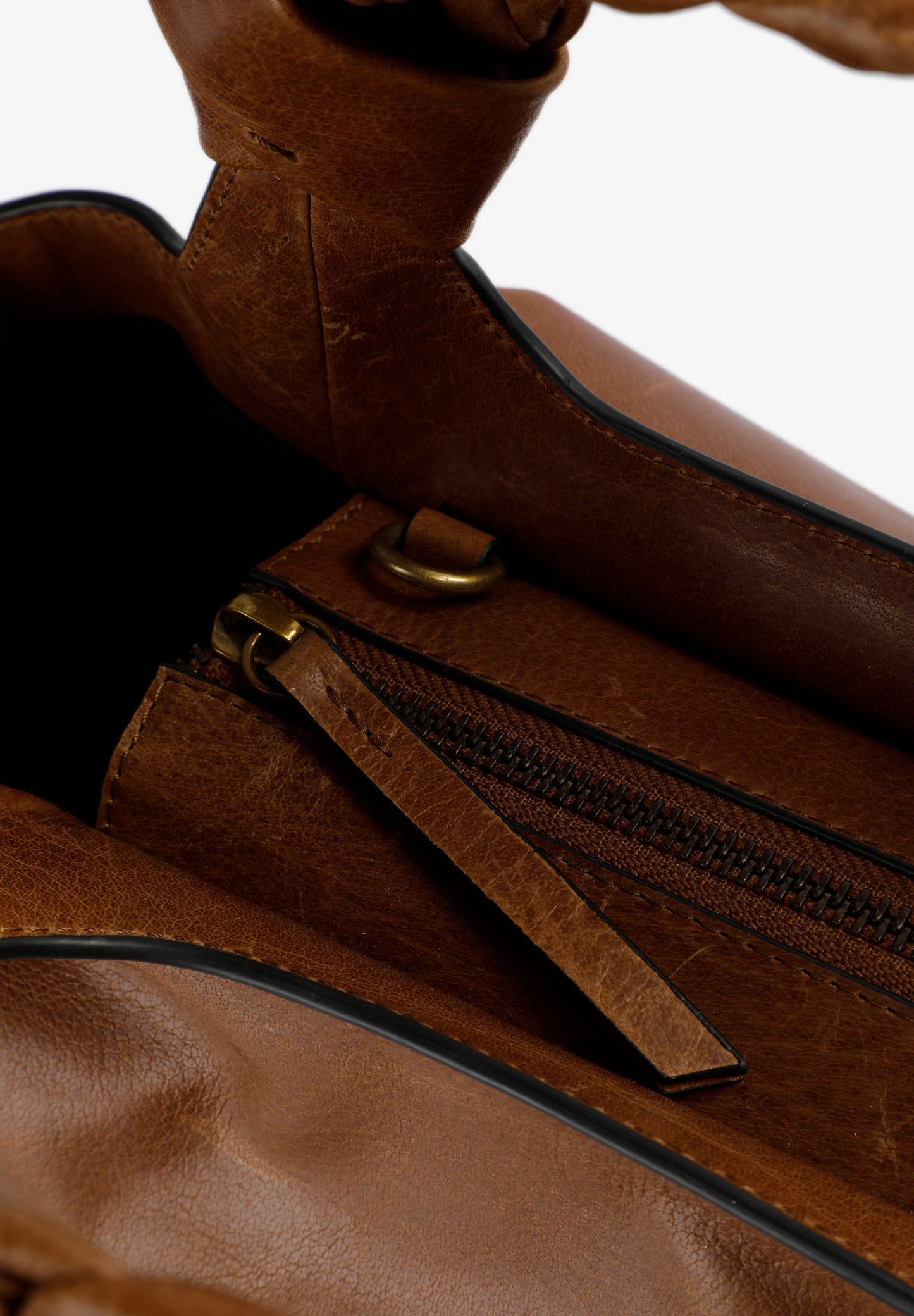 LEATHER HANDBAG WITH BRAIDED HANDLE