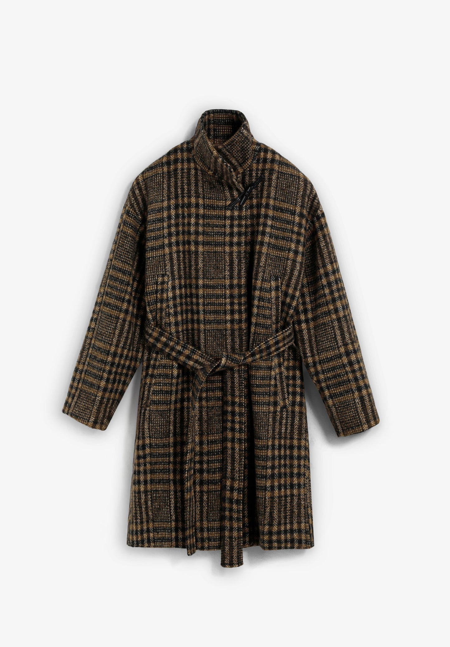 SHORT CHECKED WOOL COAT