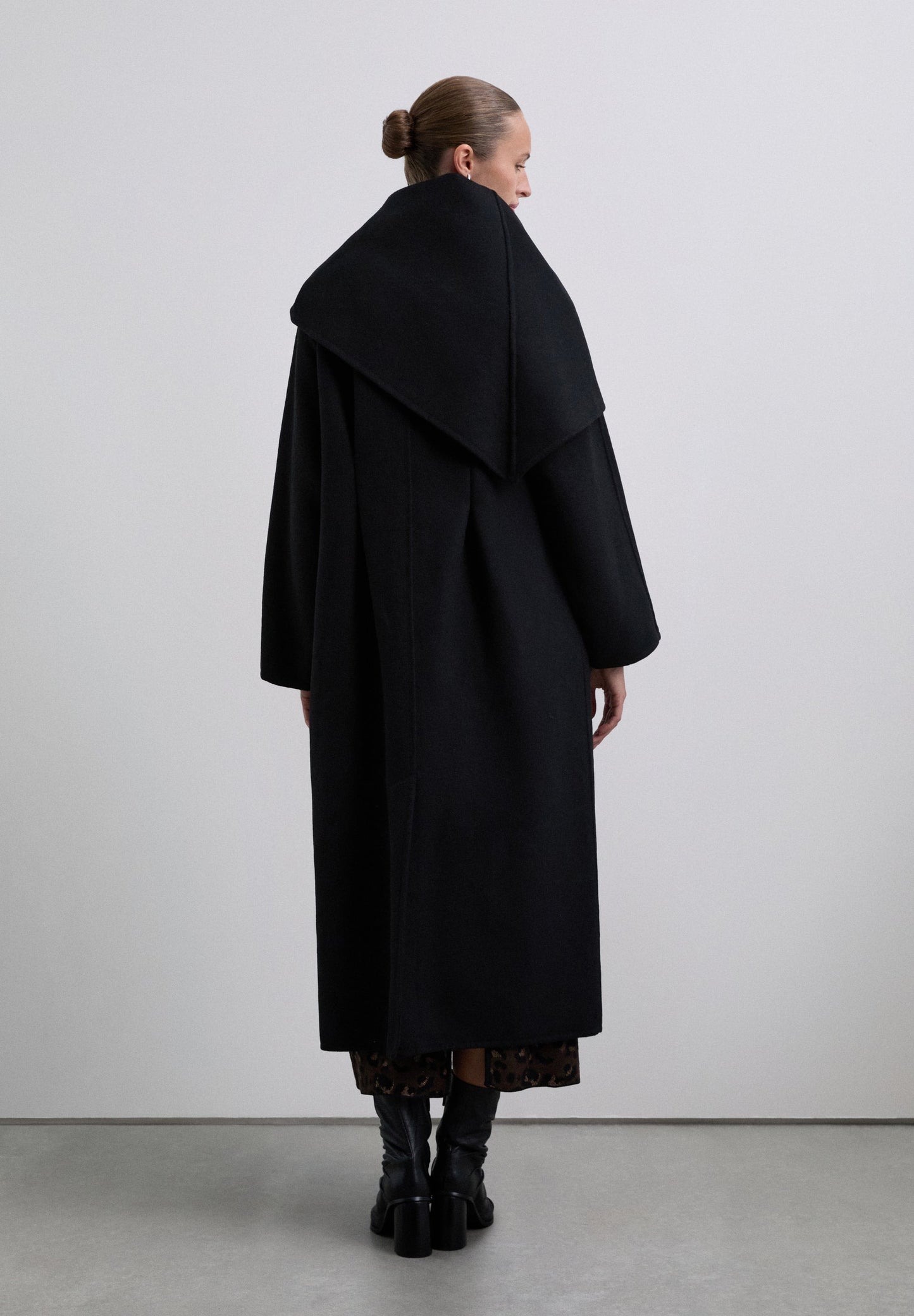 LONG COAT WITH DETACHABLE SCARF DETAIL