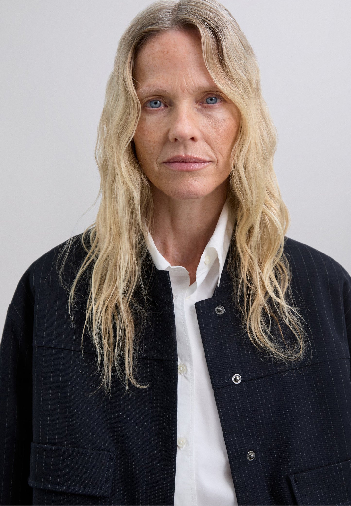 PINSTRIPE BOMBER JACKET