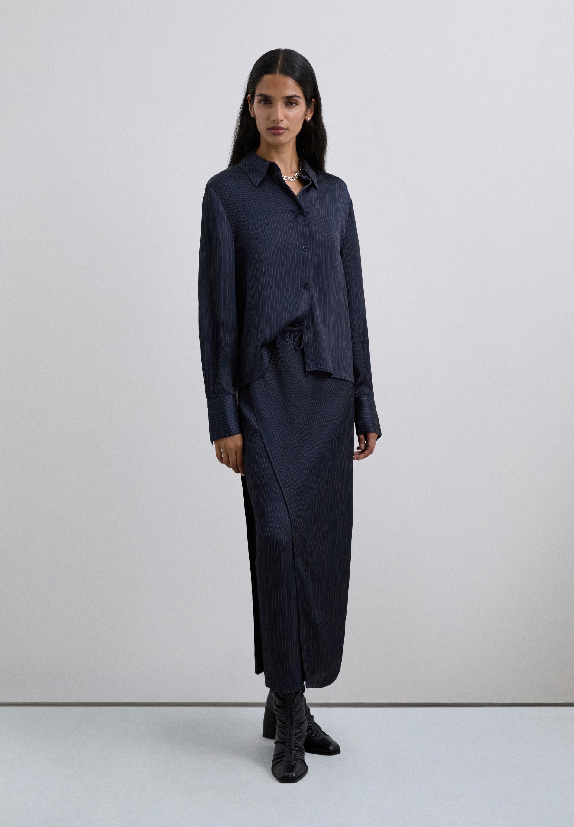 LONG PINSTRIPE SKIRT