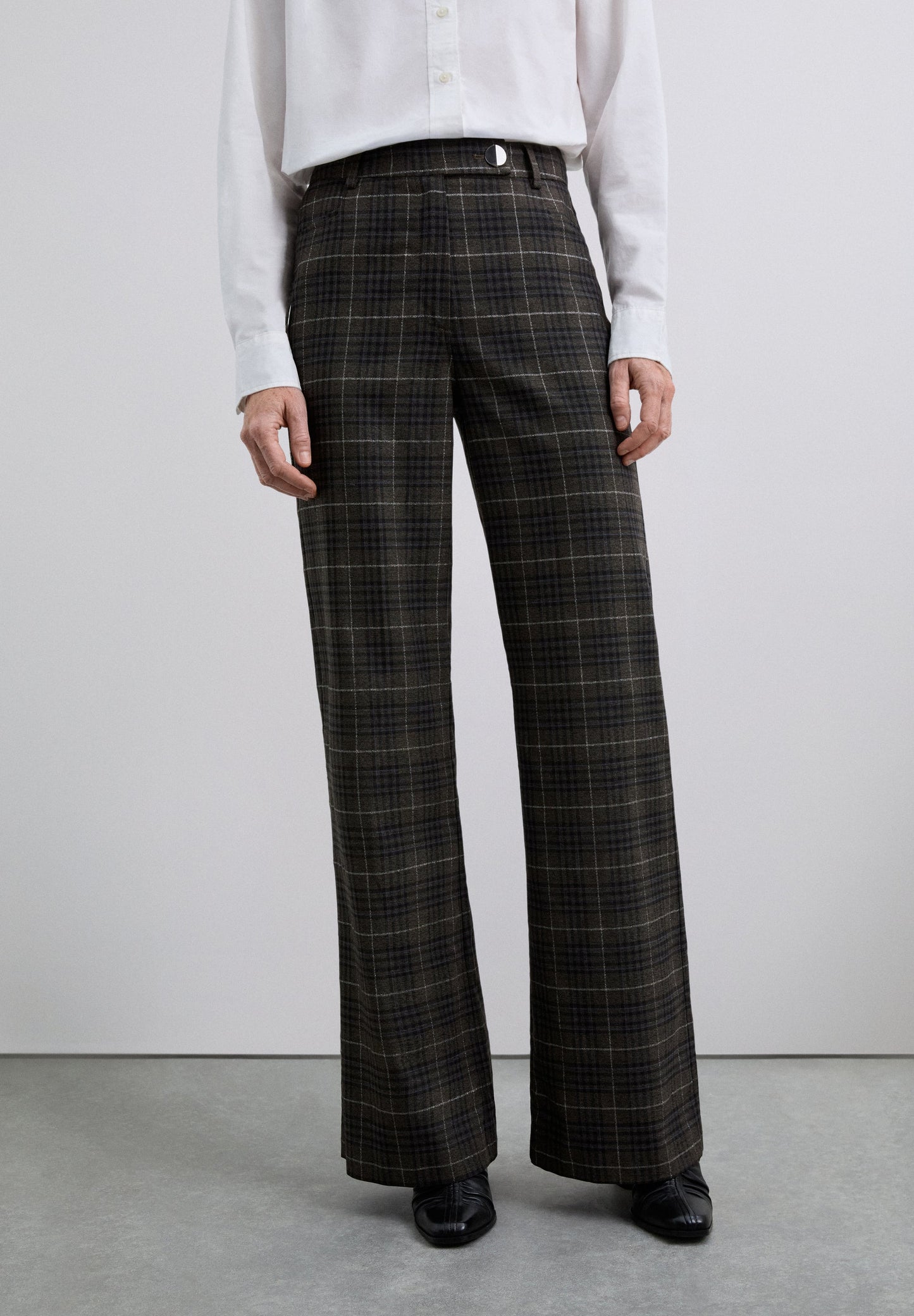 STRAIGHT CUT CHECK TROUSERS