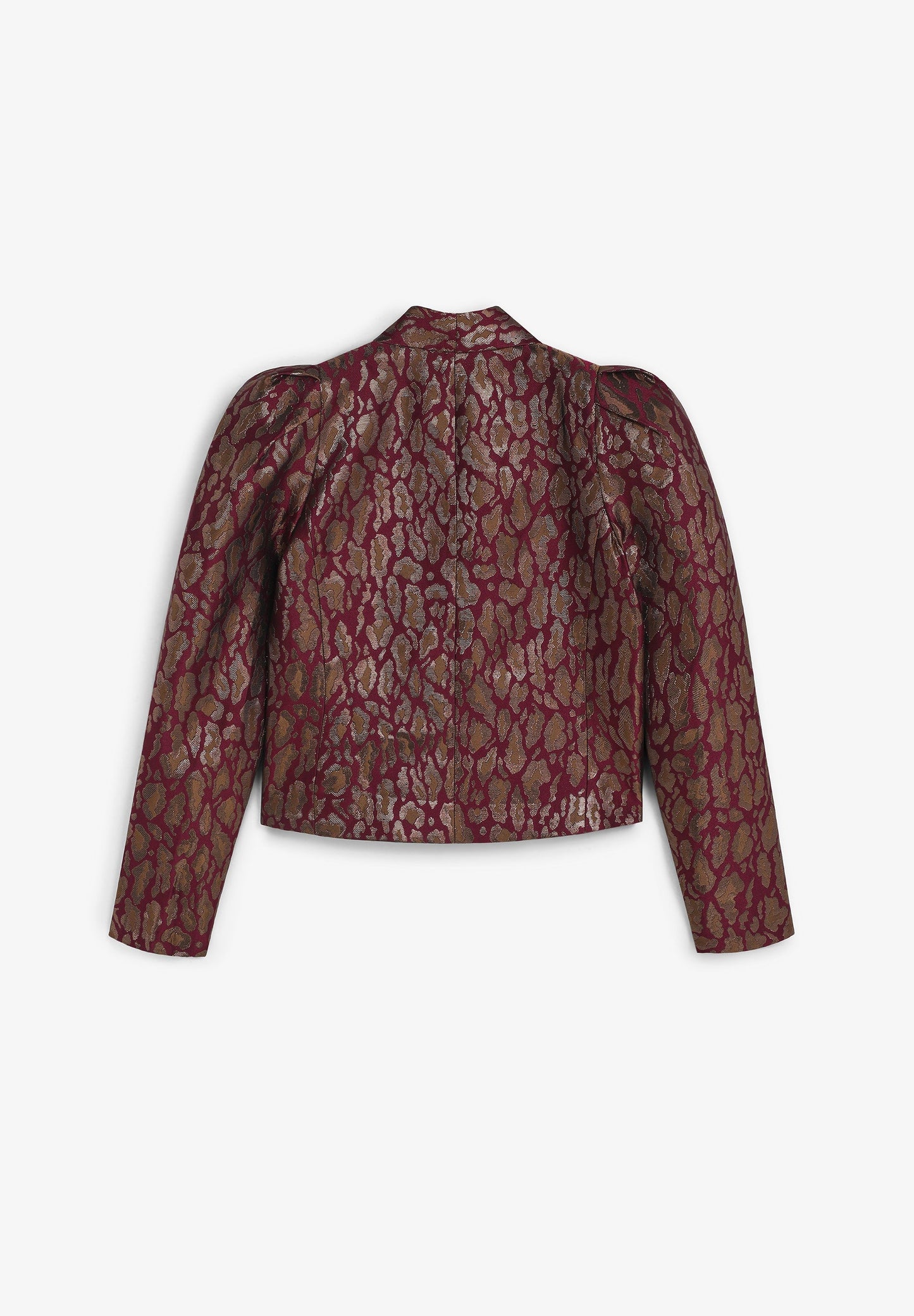 CROPPED METALLIC ANIMAL PRINT BLAZER