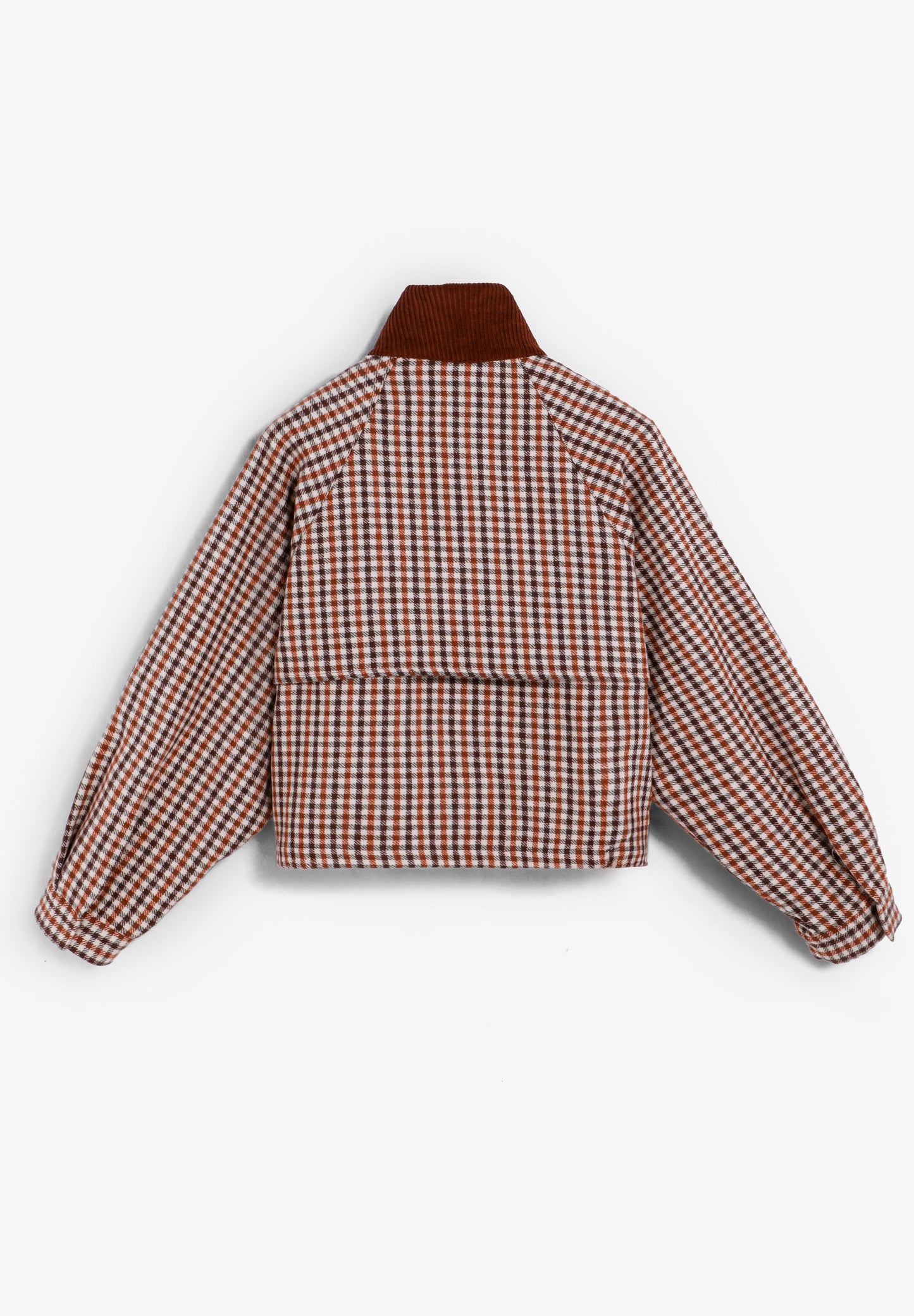 CHECKED BOMBER JACKET WITH CORDUROY COLLAR