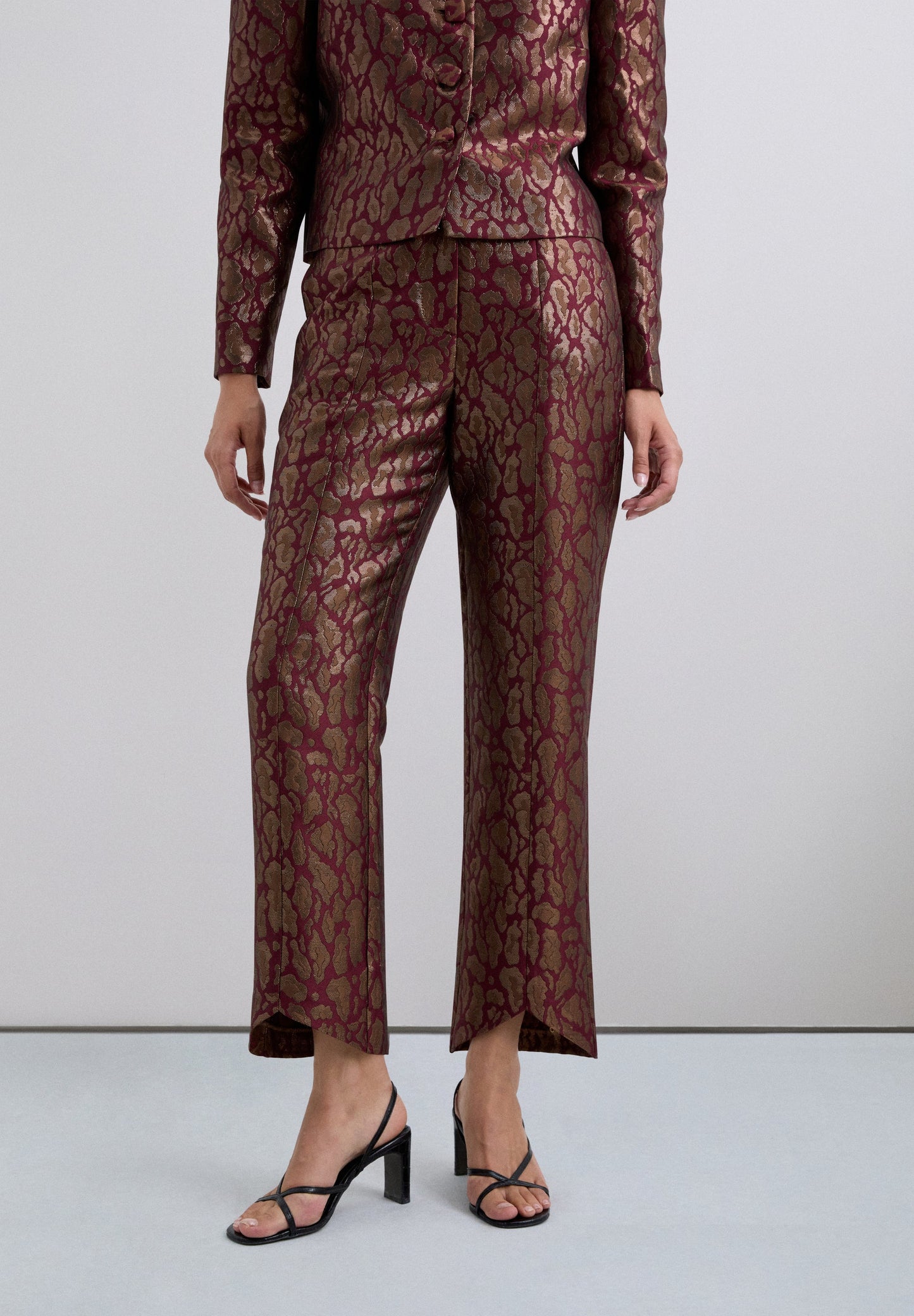 METALLIC ANIMAL PRINT TROUSERS
