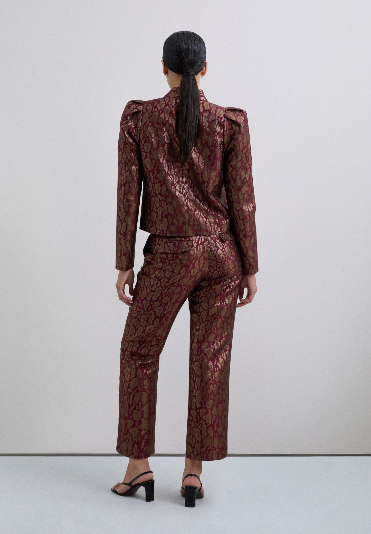 METALLIC ANIMAL PRINT TROUSERS