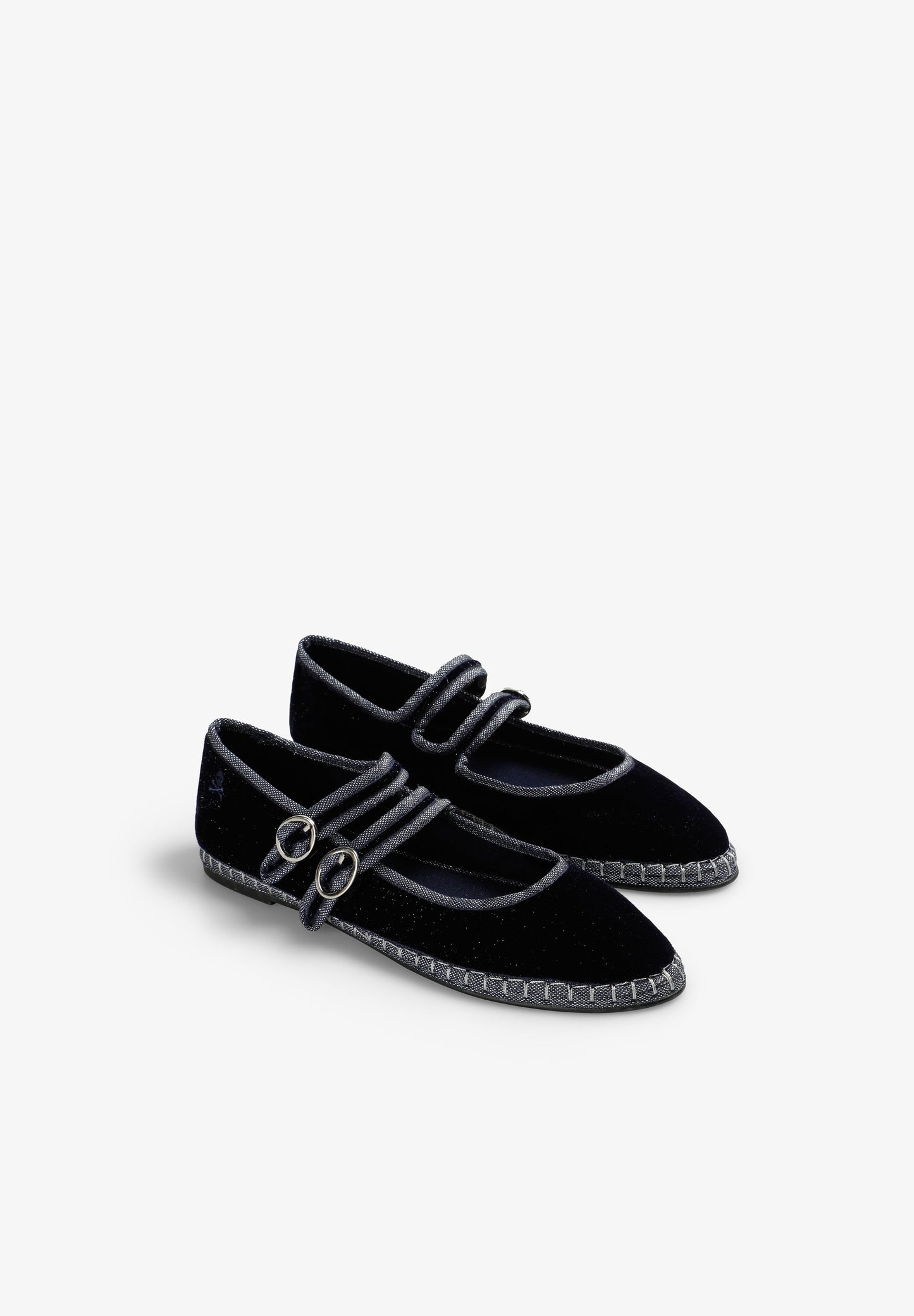VELVET DOUBLE STRAP BALLET FLATS
