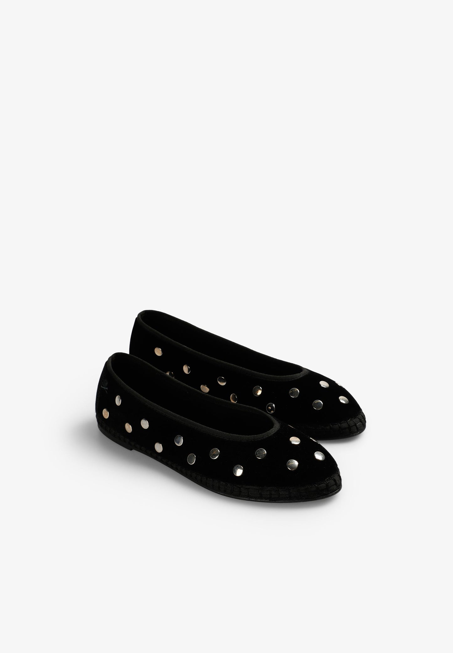 VELVET BALLET FLATS WITH STUDS