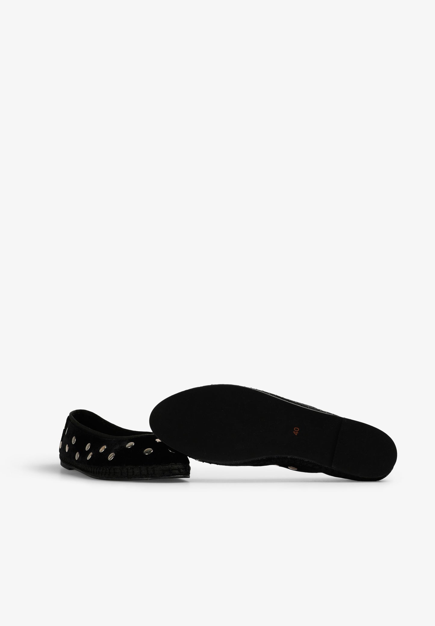 VELVET BALLET FLATS WITH STUDS
