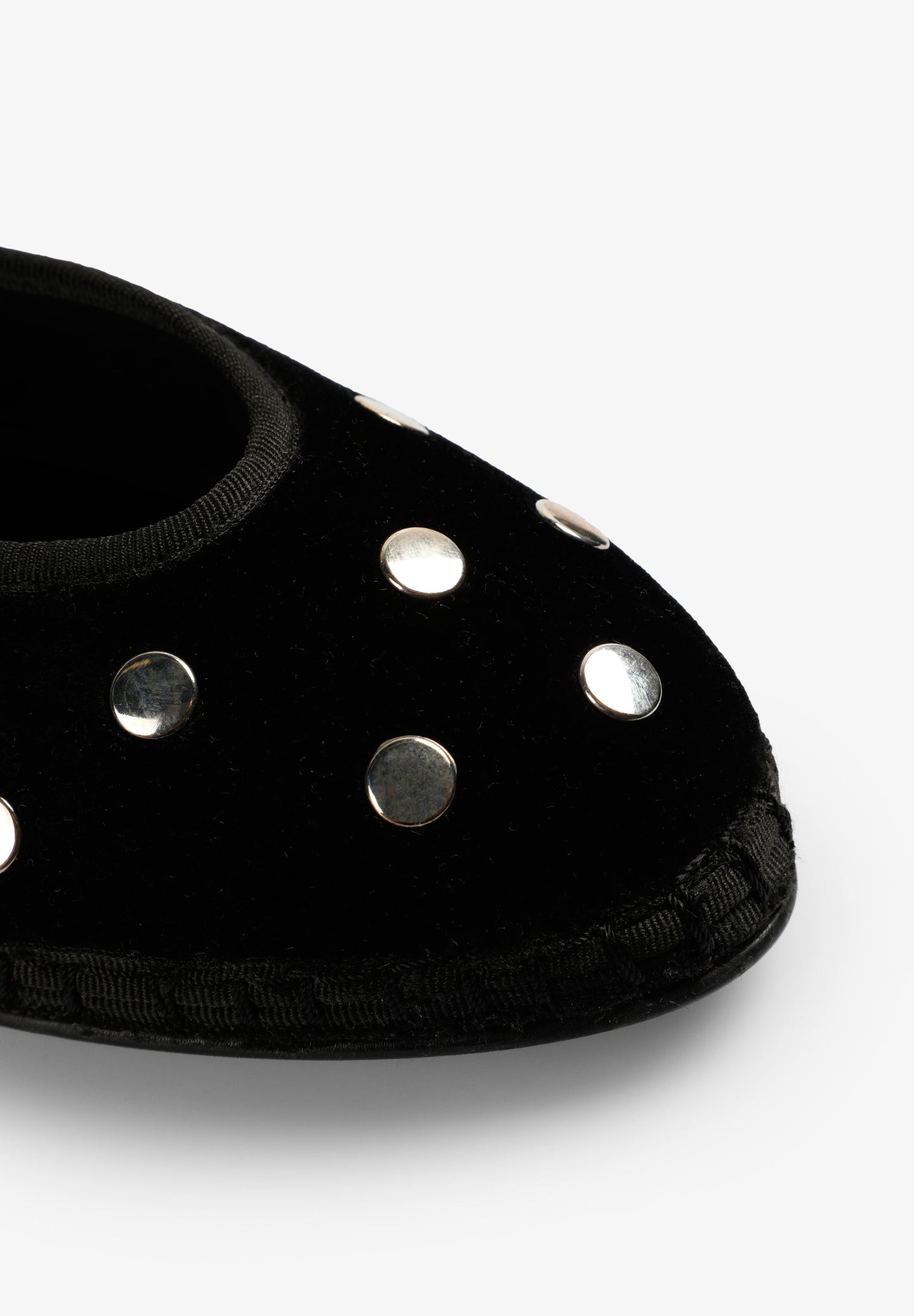 VELVET BALLET FLATS WITH STUDS