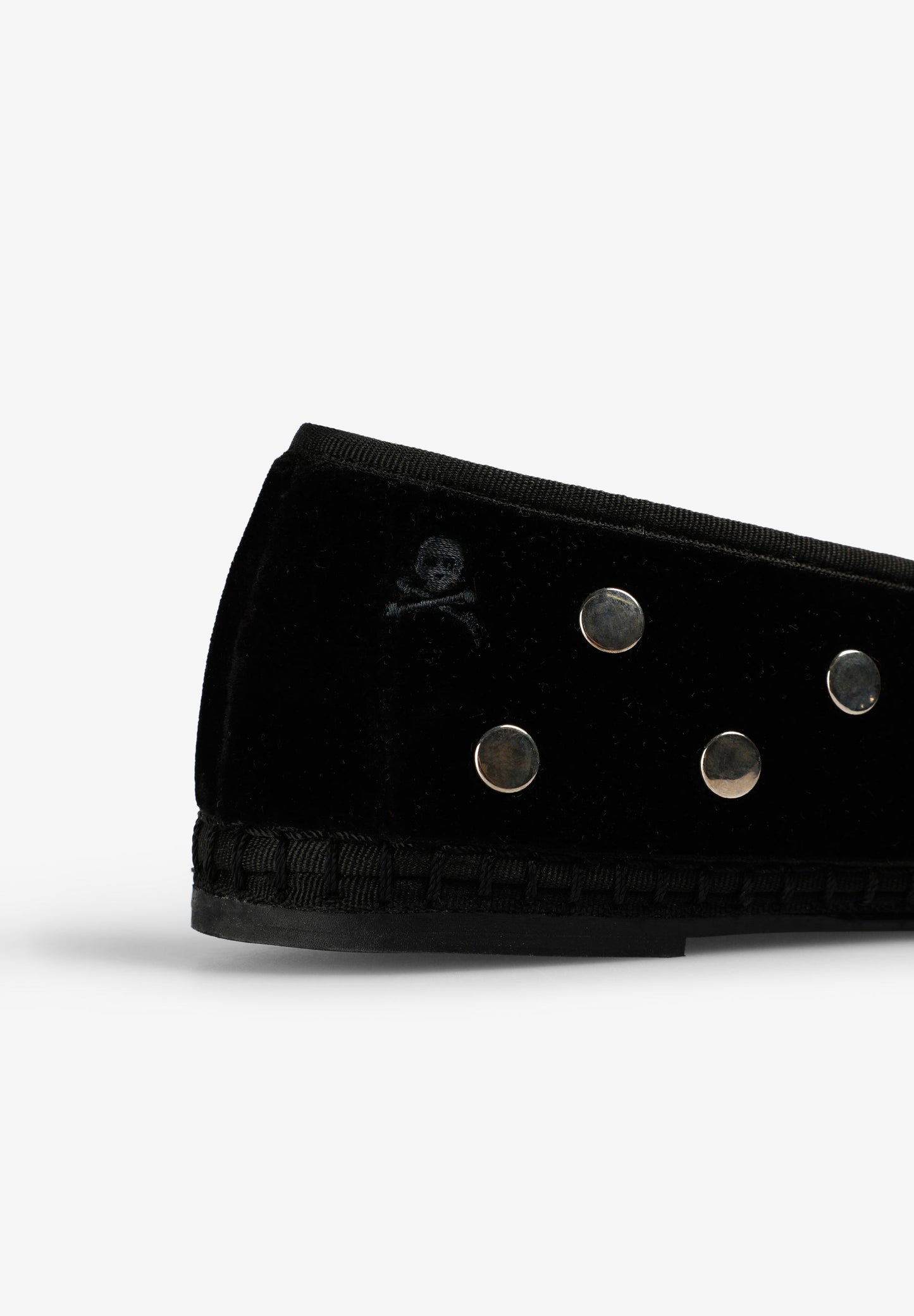 VELVET BALLET FLATS WITH STUDS