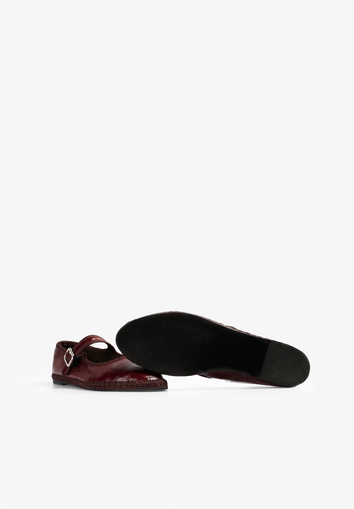 FAUX PATENT LEATHER BALLET FLATS WITH BUCKLE