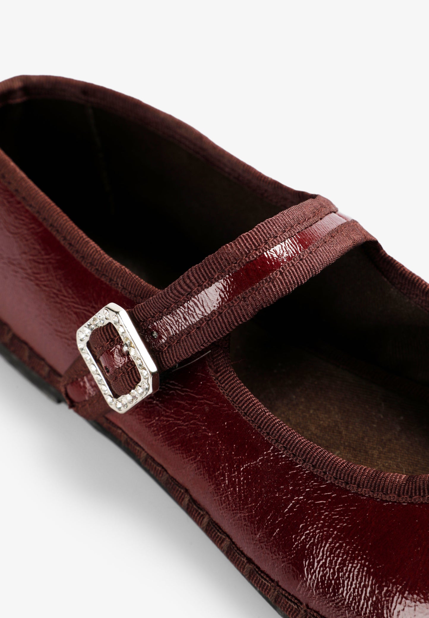 FAUX PATENT LEATHER BALLET FLATS WITH BUCKLE