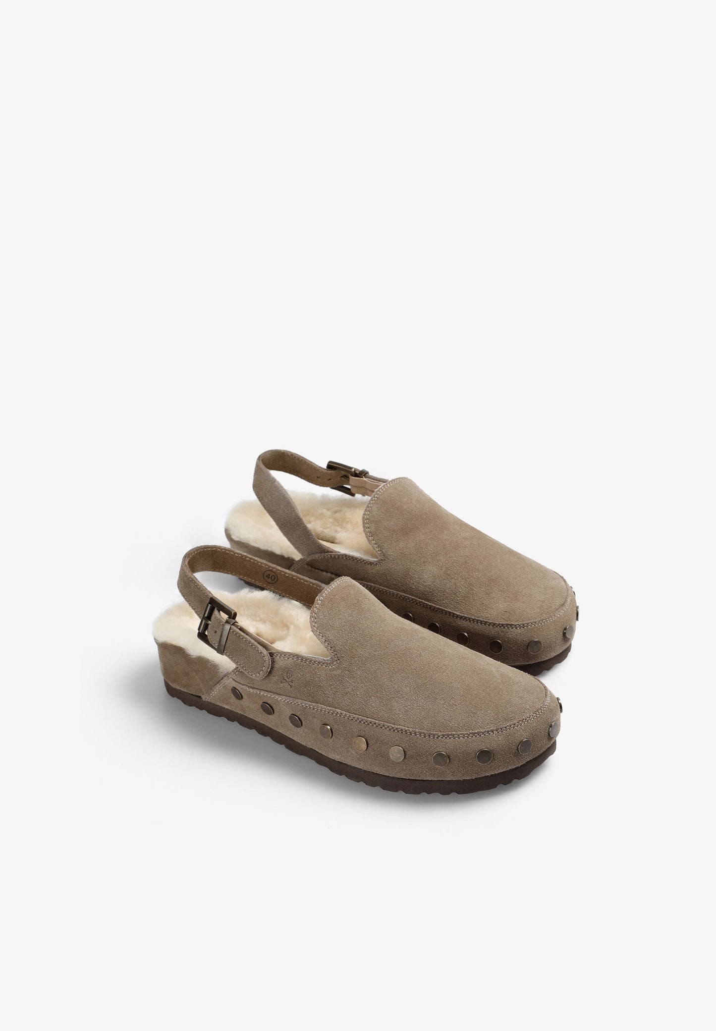 SUEDE CLOGS WITH BUCKLE
