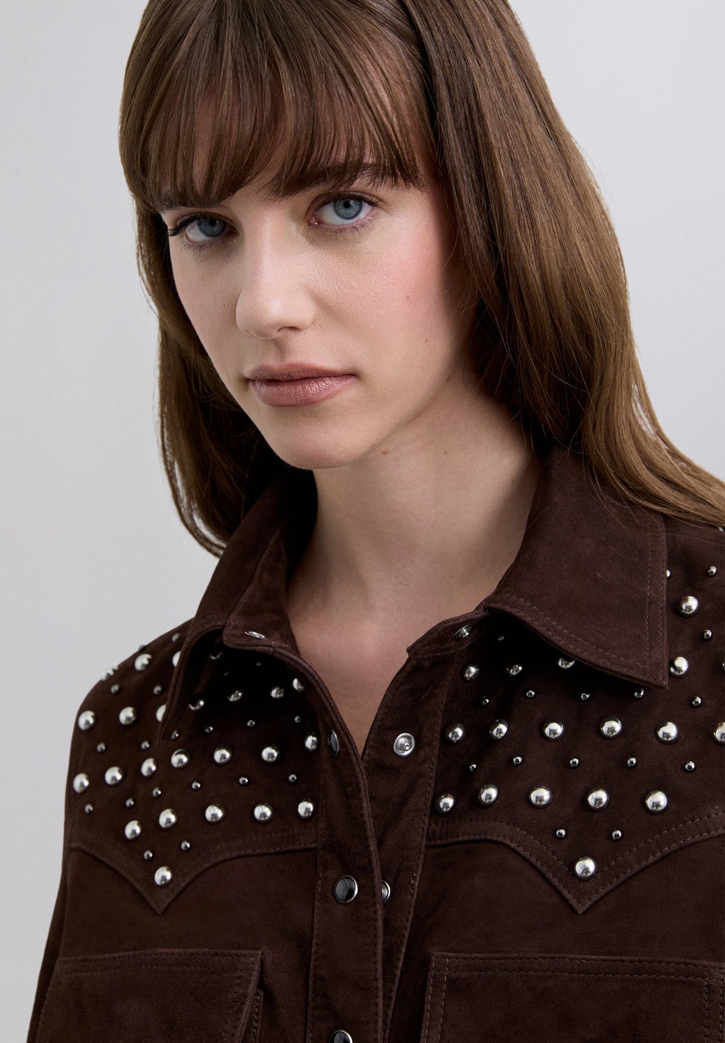 SUEDE SHIRT WITH STUDS
