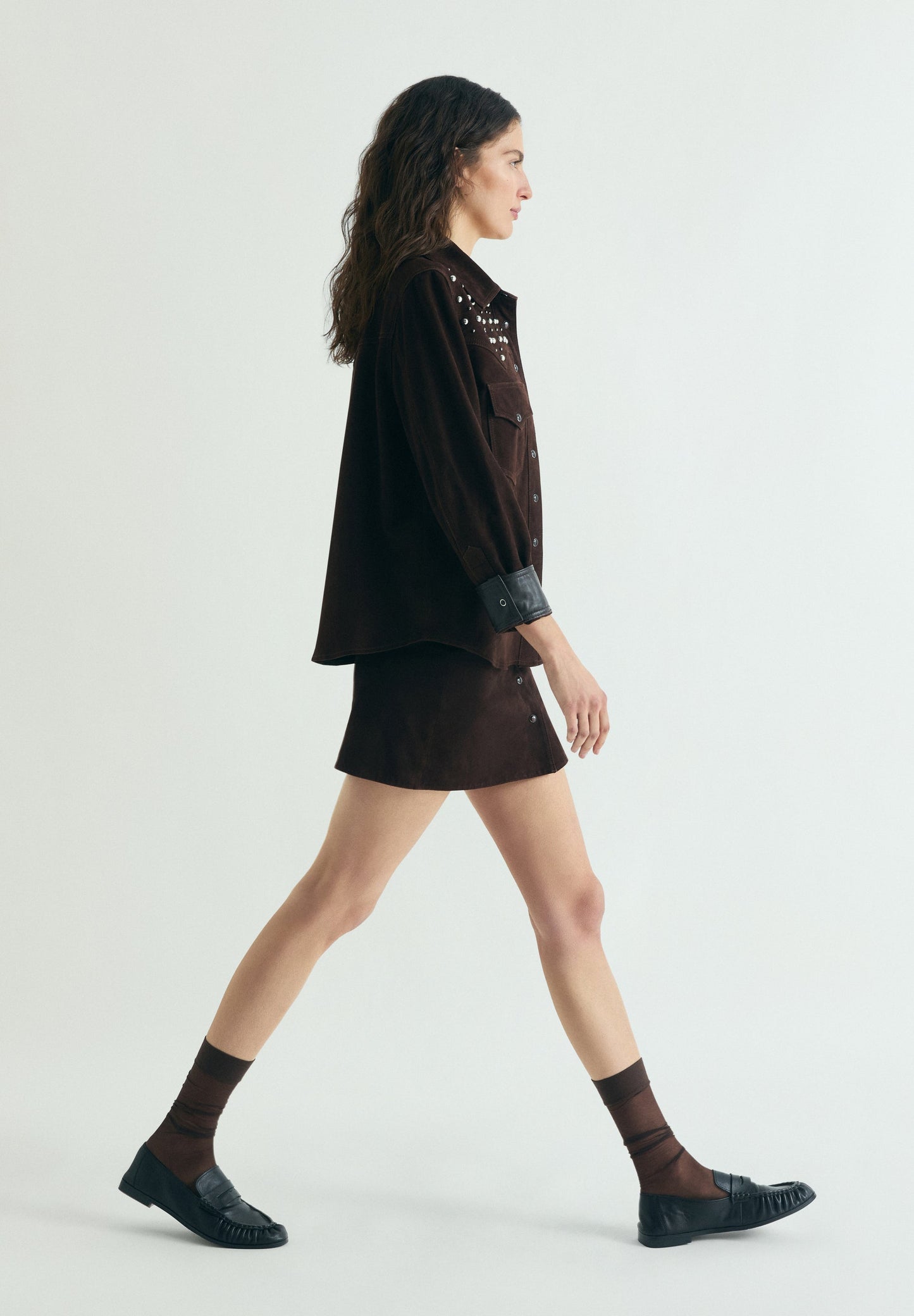 SUEDE SHIRT WITH STUDS