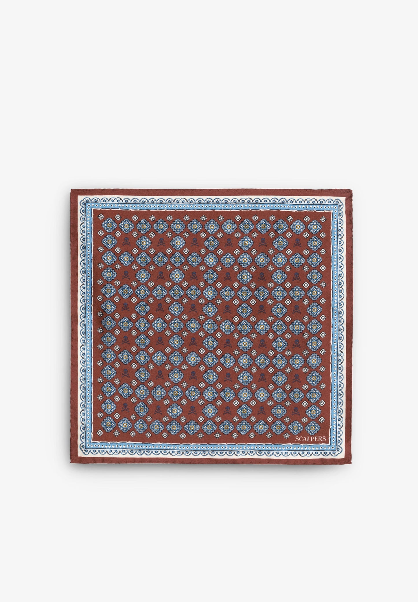 SILK SKULL PRINT POCKET SQUARE