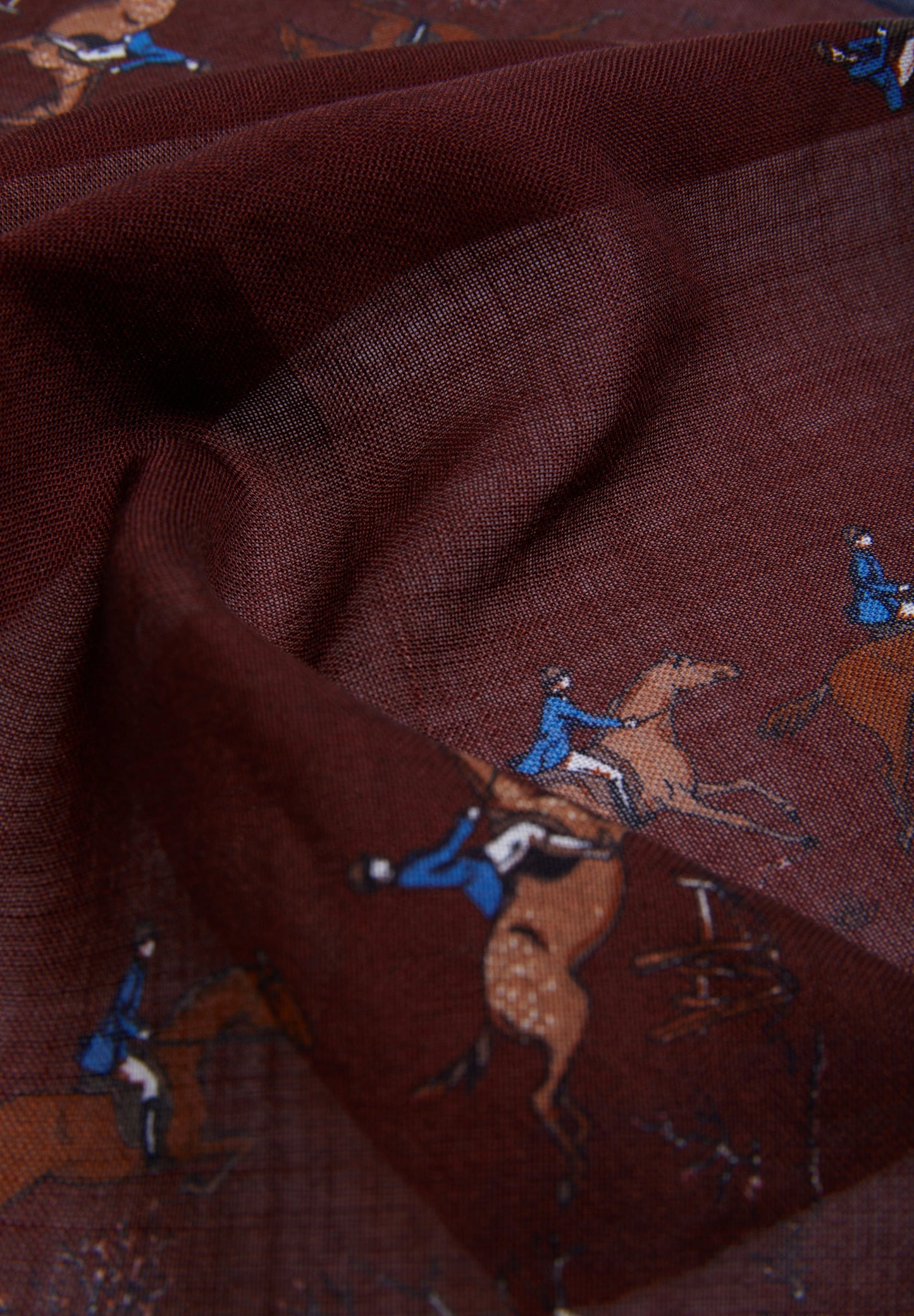 SILK EQUESTRIAN PRINT POCKET SQUARE