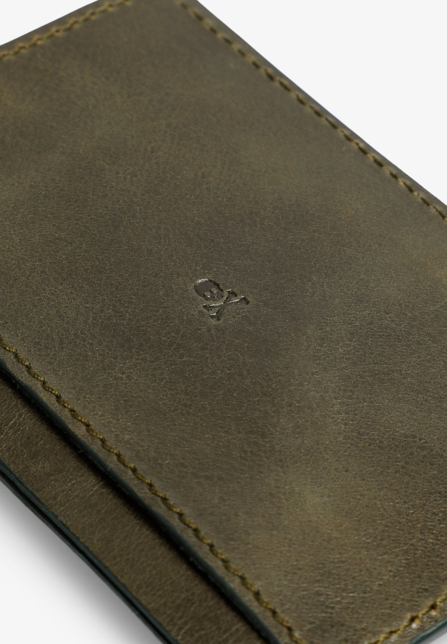LEATHER CARD HOLDER WITH SKULL LOGO
