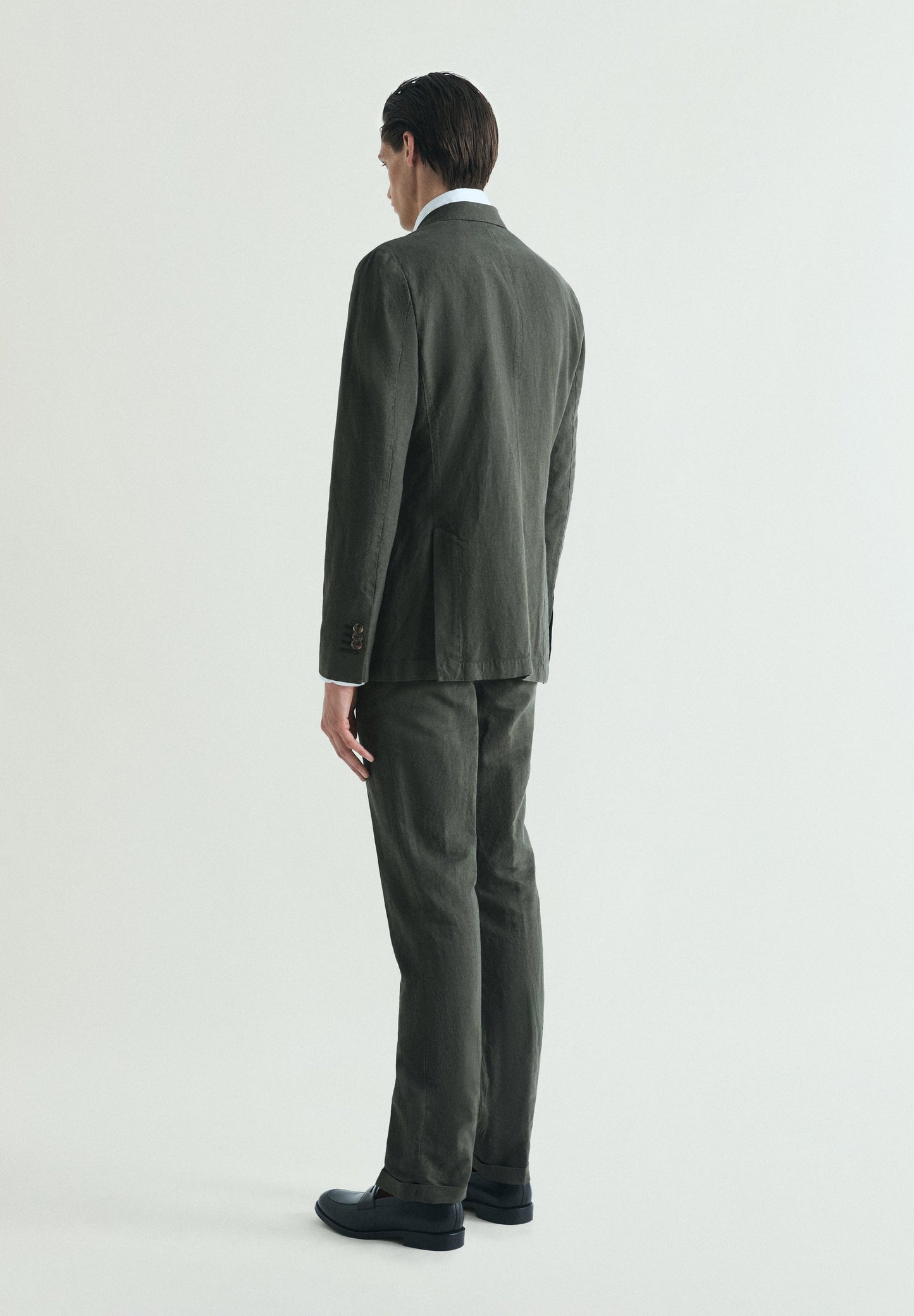 DOUBLE-BREASTED LINEN SUIT BLAZER