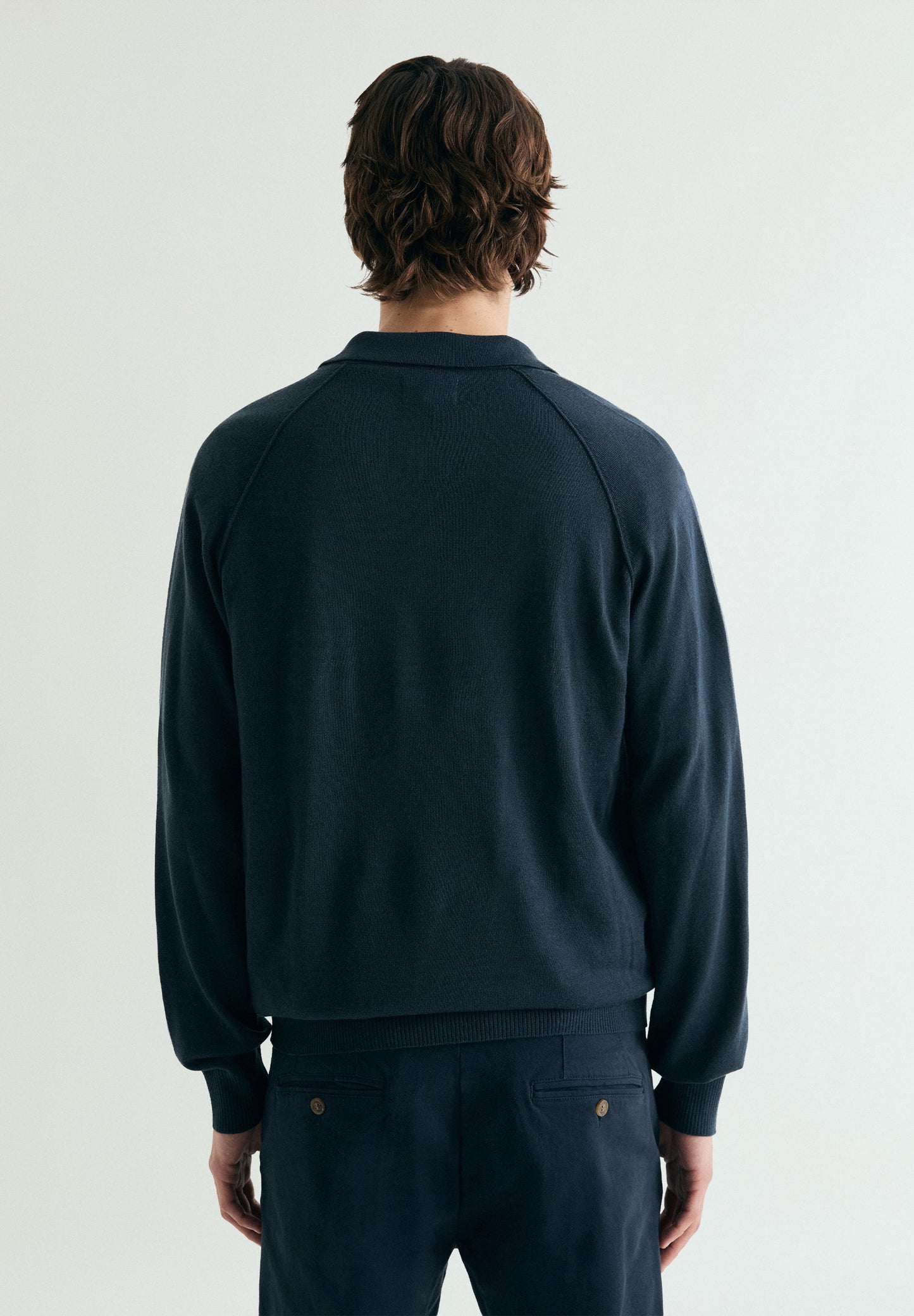 RAGLAN SLEEVE SWEATER WITH POLO SHIRT COLLAR
