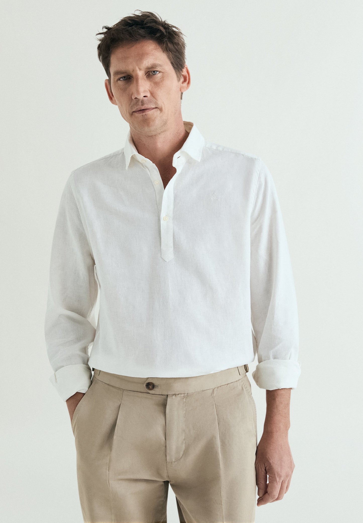 REGULAR FIT LINEN POLO SHIRT