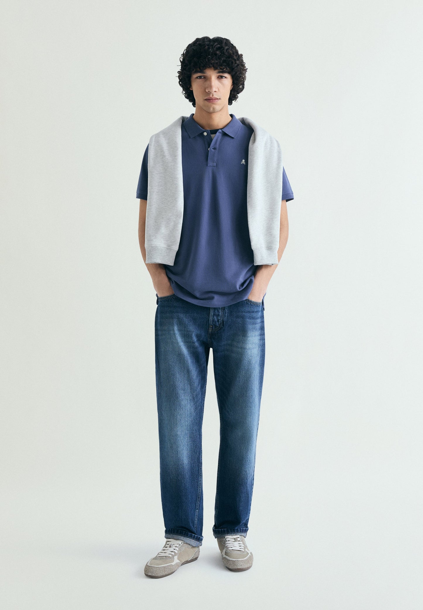 PIQUÉ POLO SHIRT WITH CONTRAST SKULL