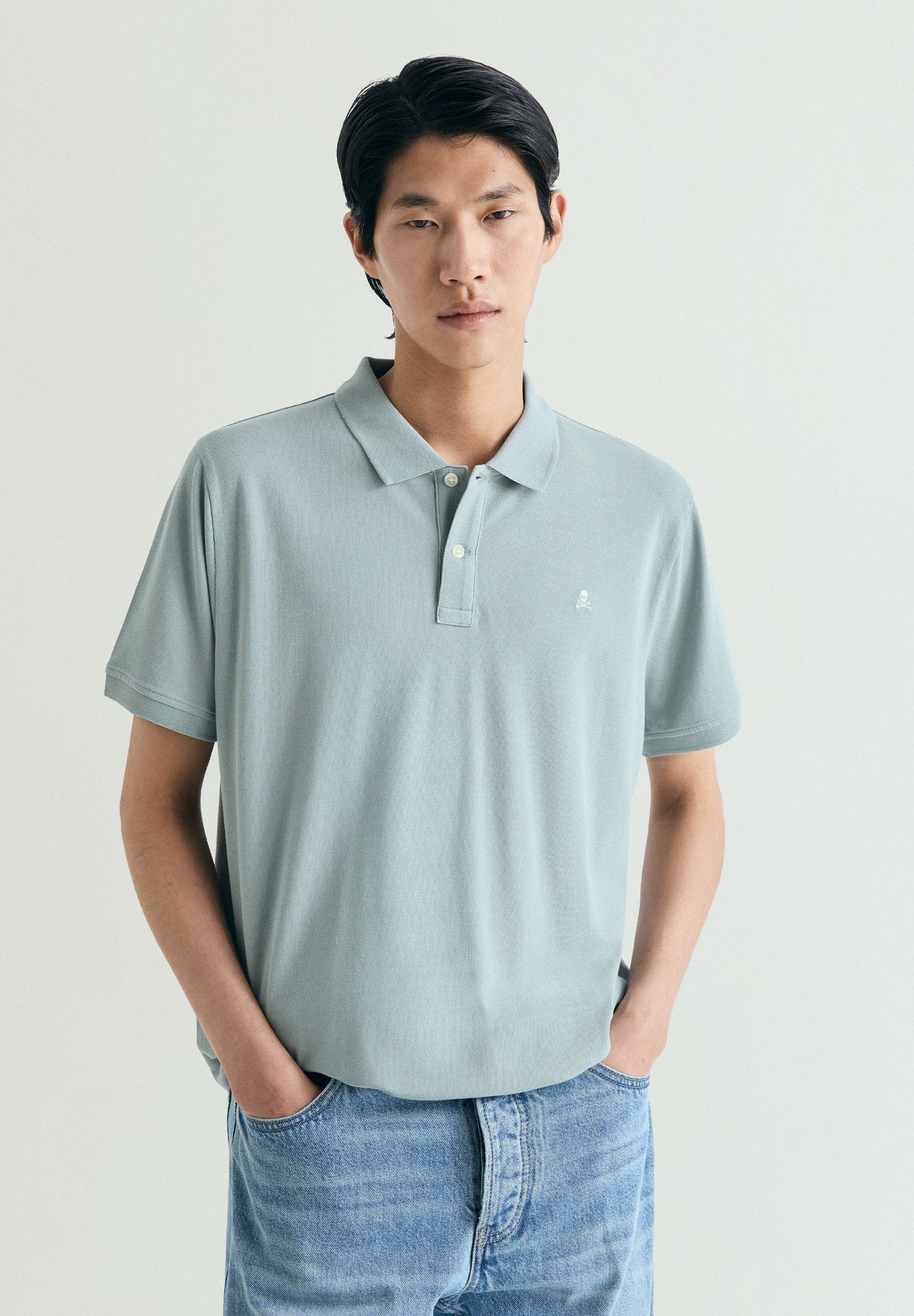 PIQUÉ POLO SHIRT WITH CONTRAST SKULL