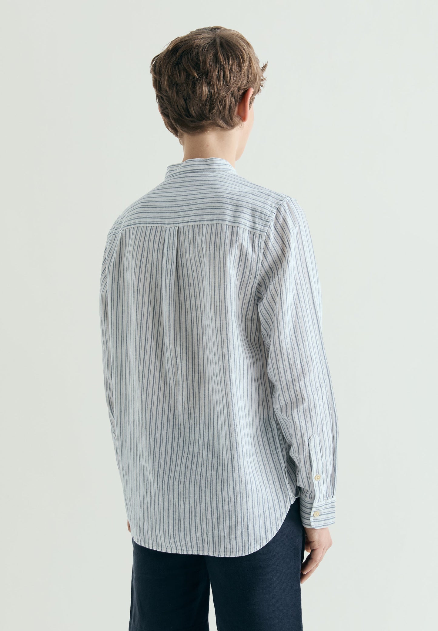 STRIPE SHIRT WITH STAND-UP COLLAR