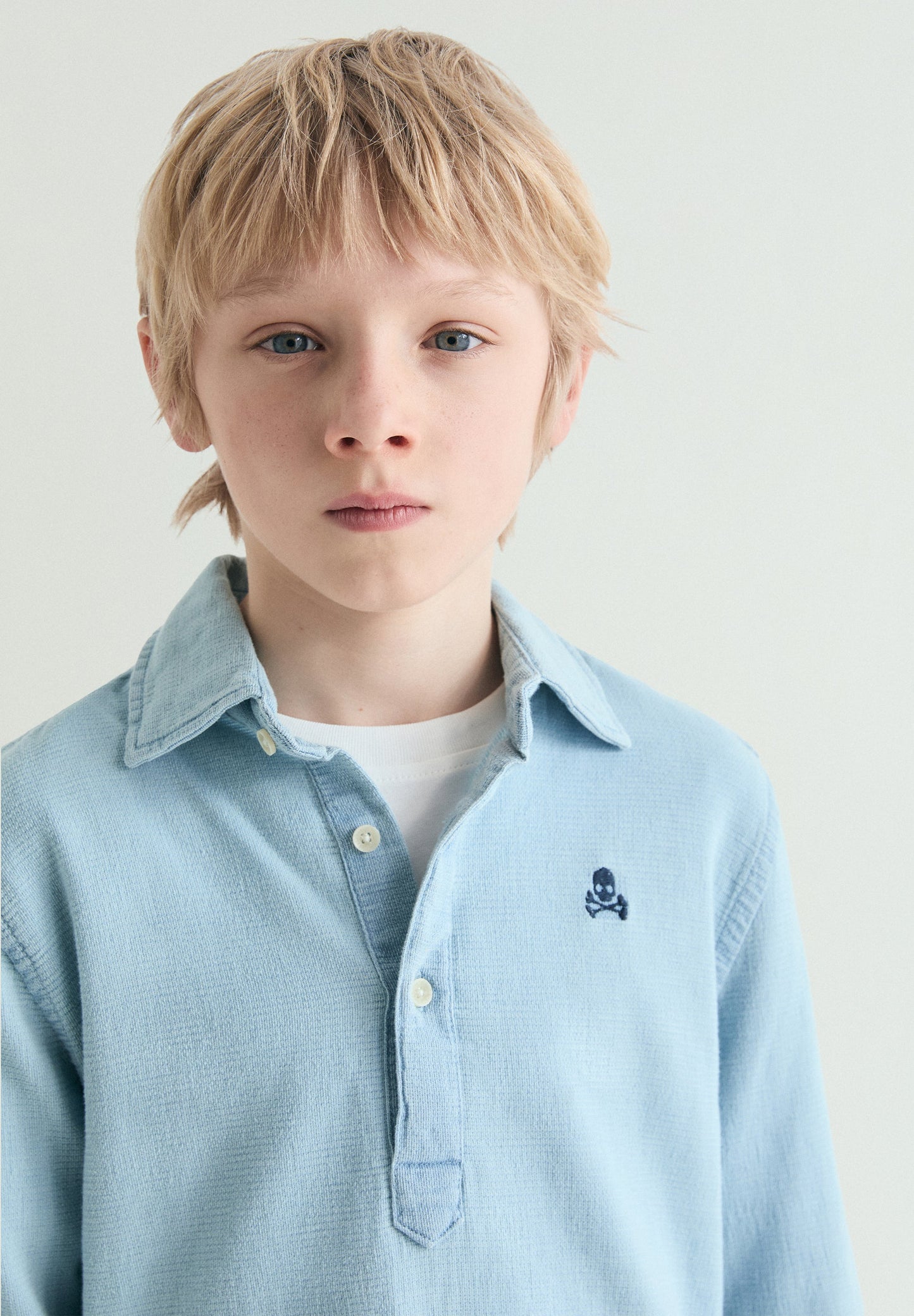 LONG SLEEVE DENIM POLO SHIRT