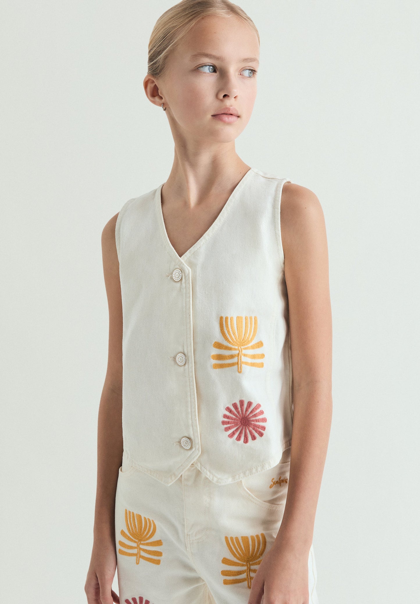 EMBROIDERED DENIM WAISTCOAT