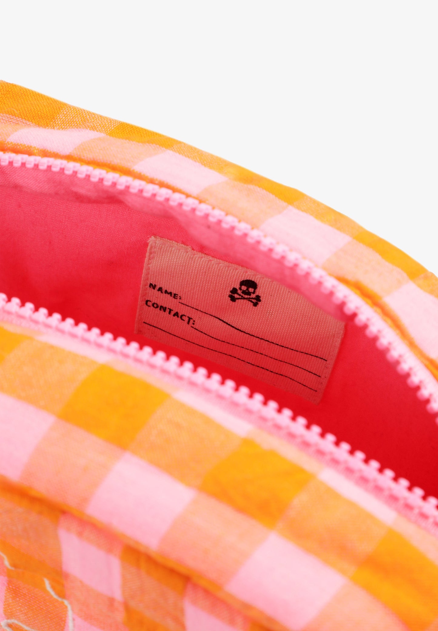 GINGHAM TOILETRY BAG WITH SIDE HANDLE