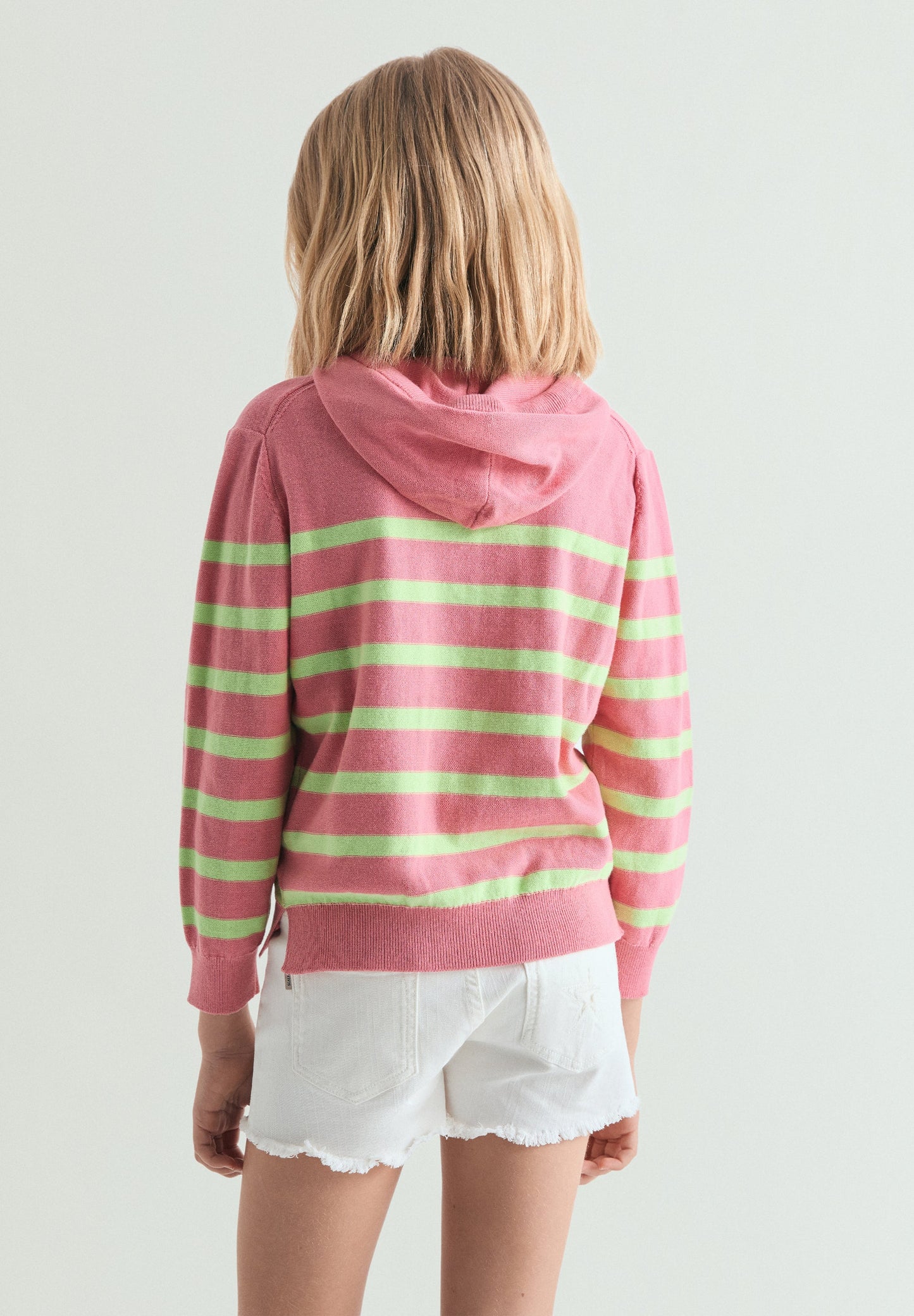 FINE KNIT STRIPED HOODIE