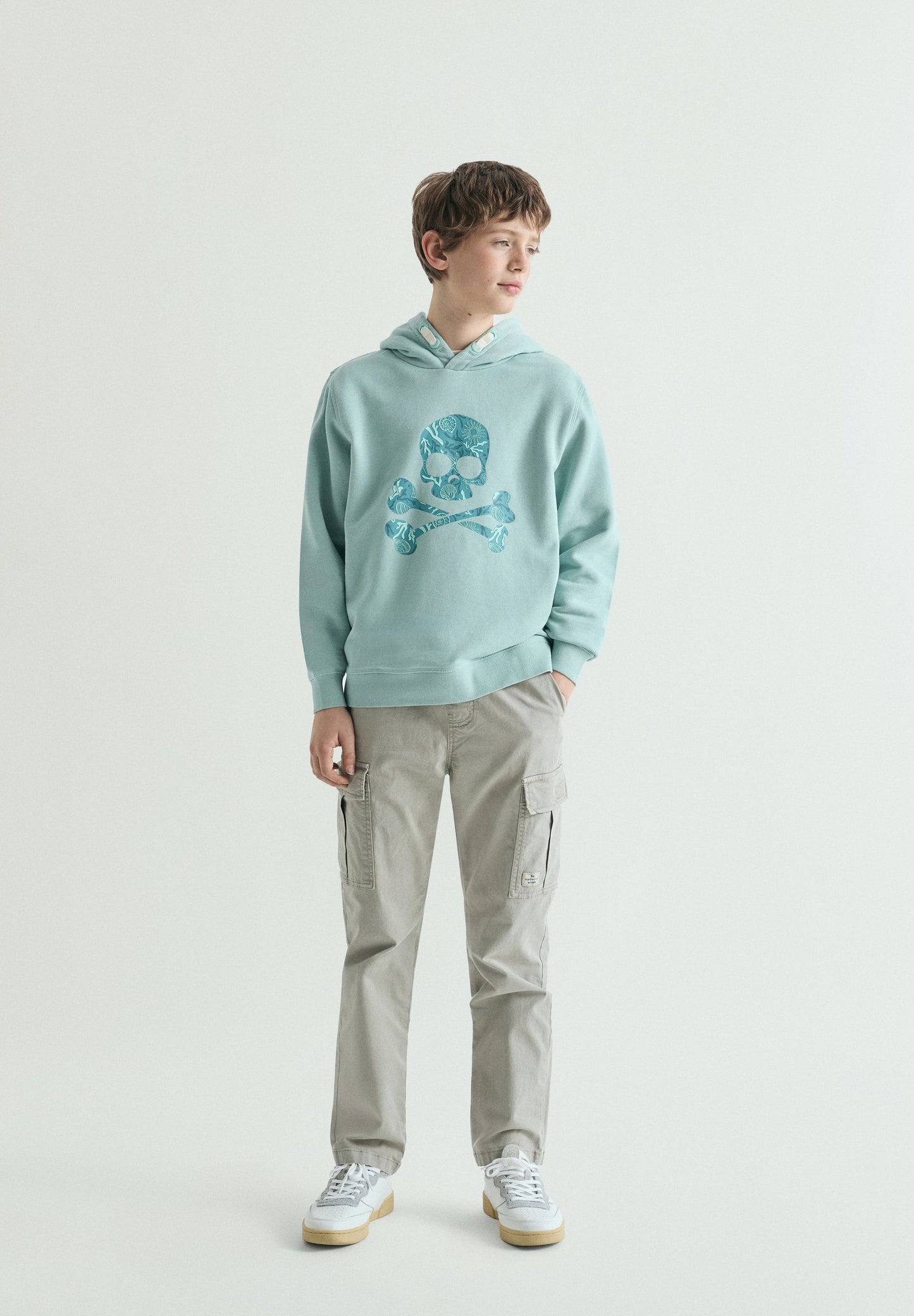 PRINTED SKULL DETAIL HOODIE