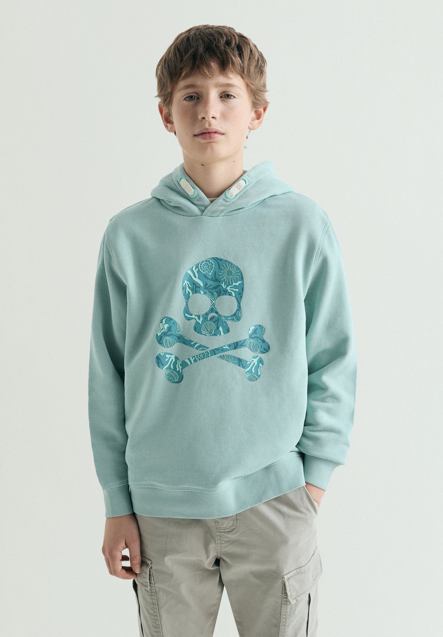 PRINTED SKULL DETAIL HOODIE