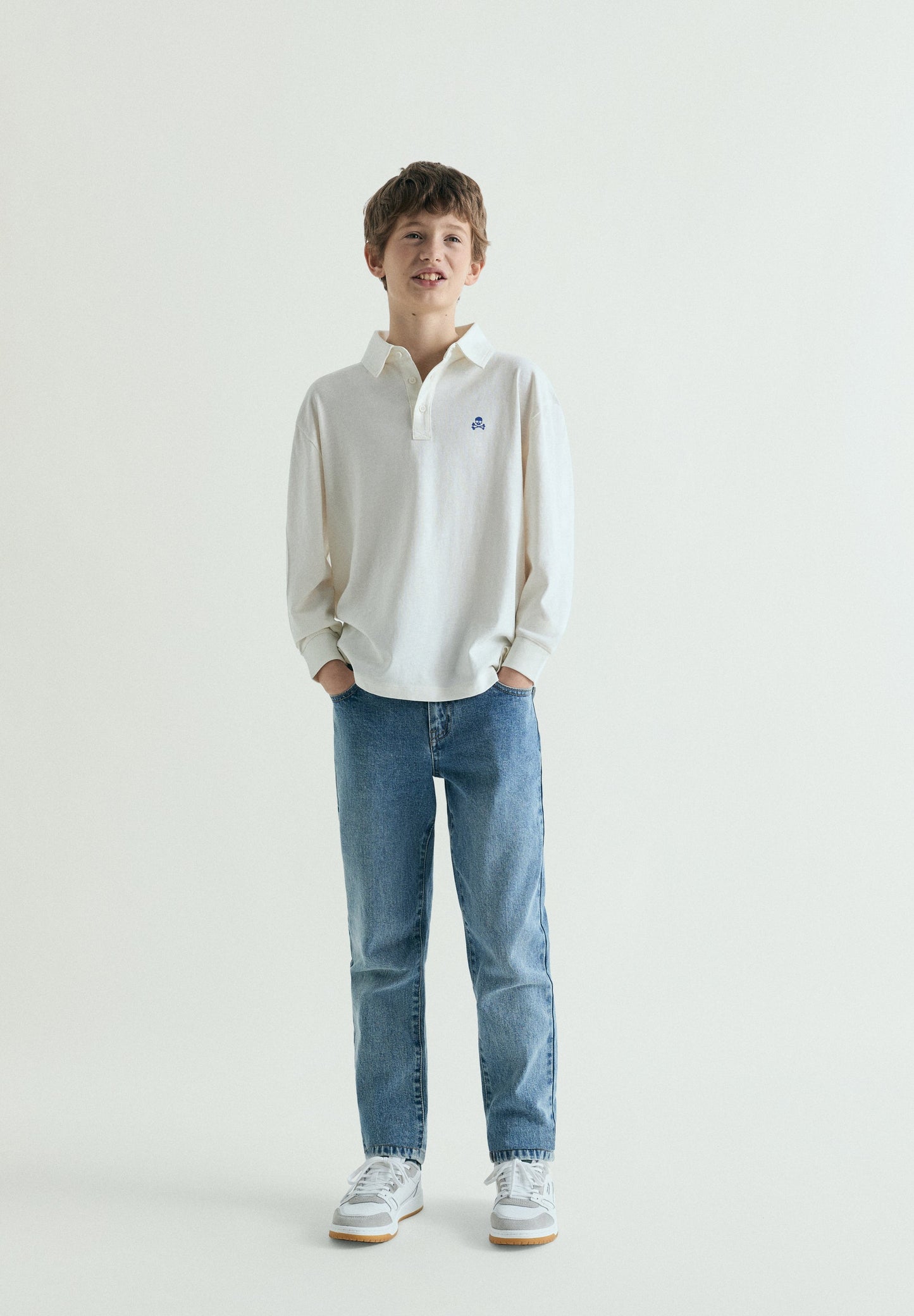 LONG SLEEVE POLO SHIRT WITH CONTRAST PRINT