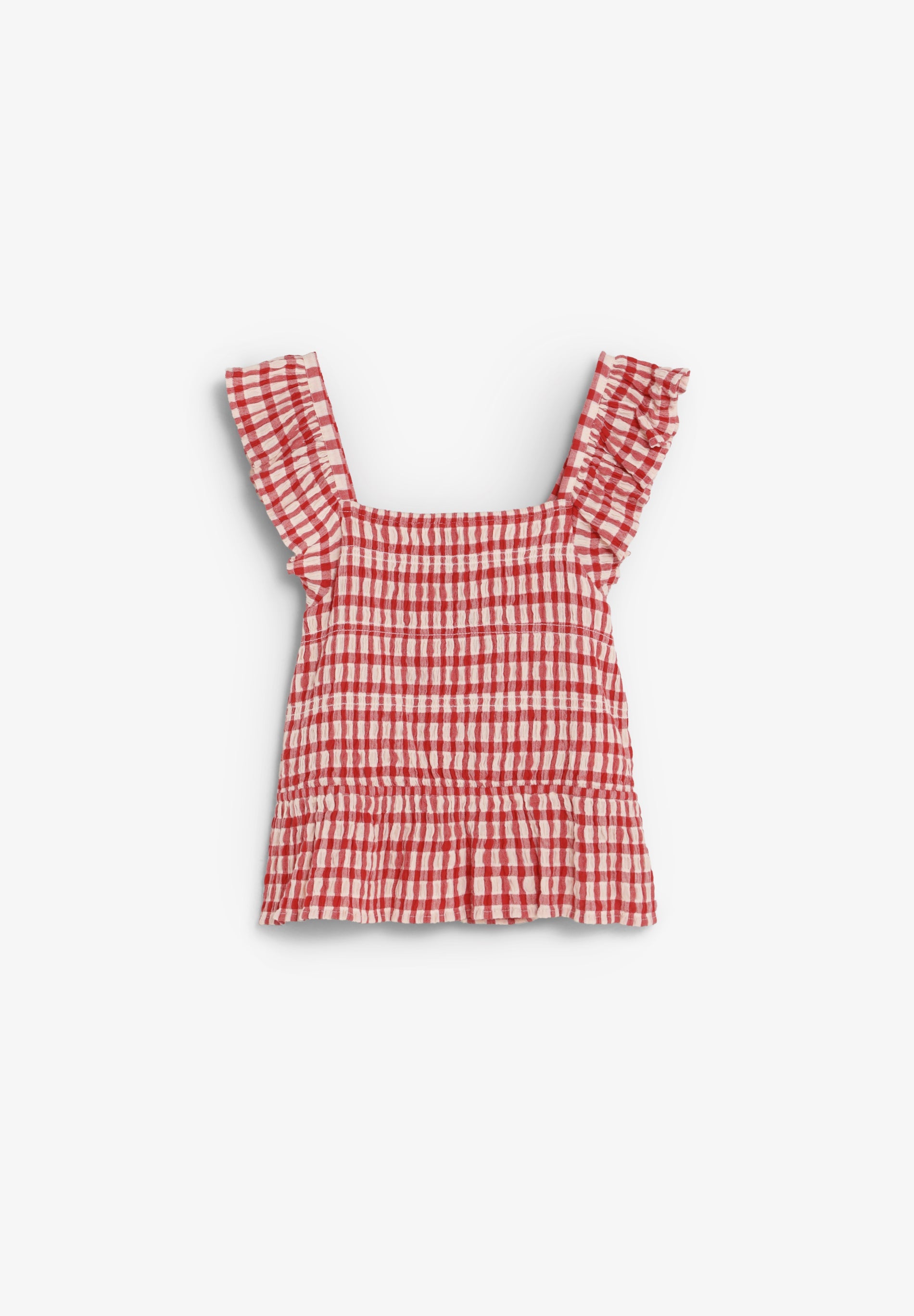 SMOCKED GINGHAM TOP