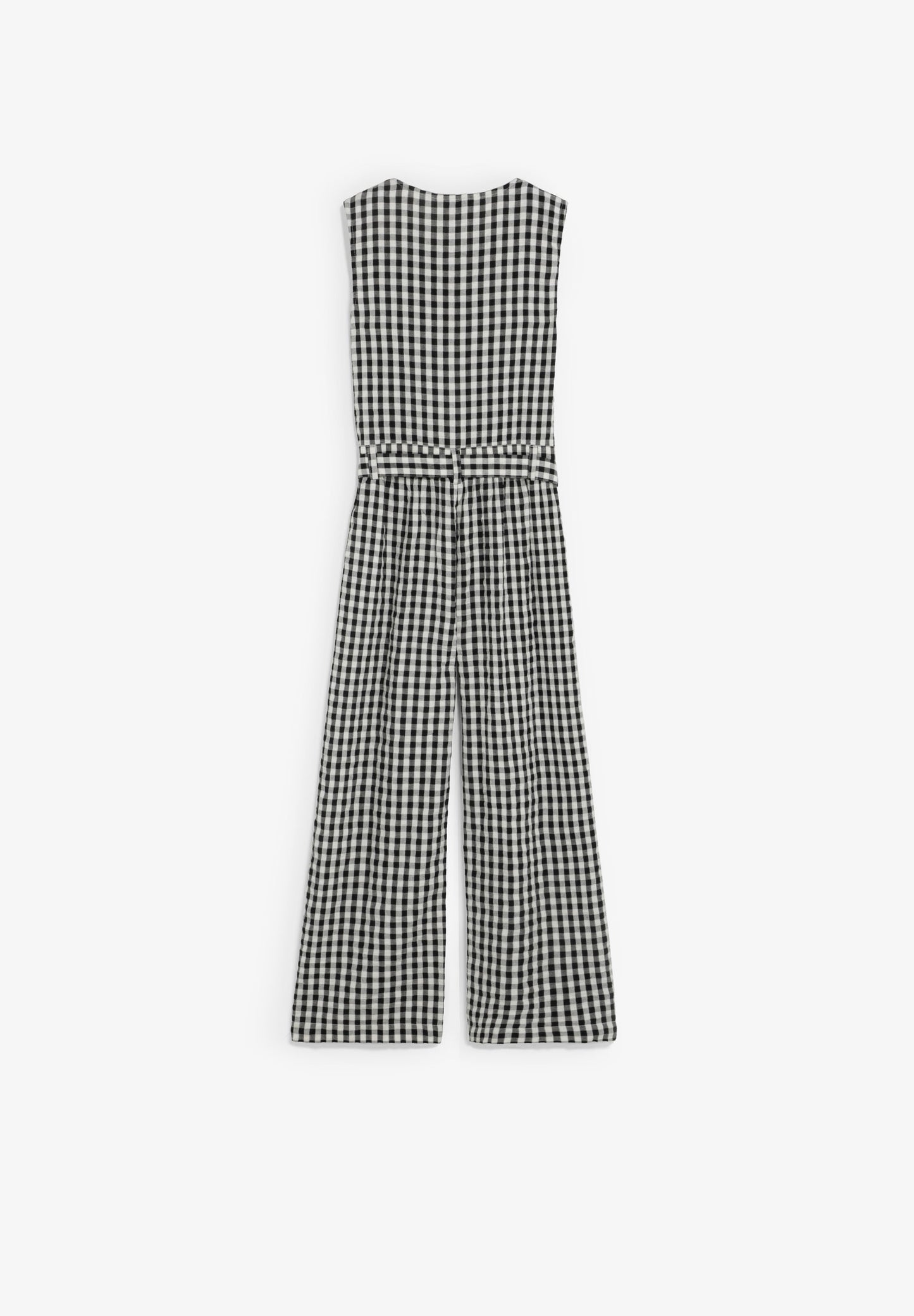 BELTED GINGHAM JUMPSUIT