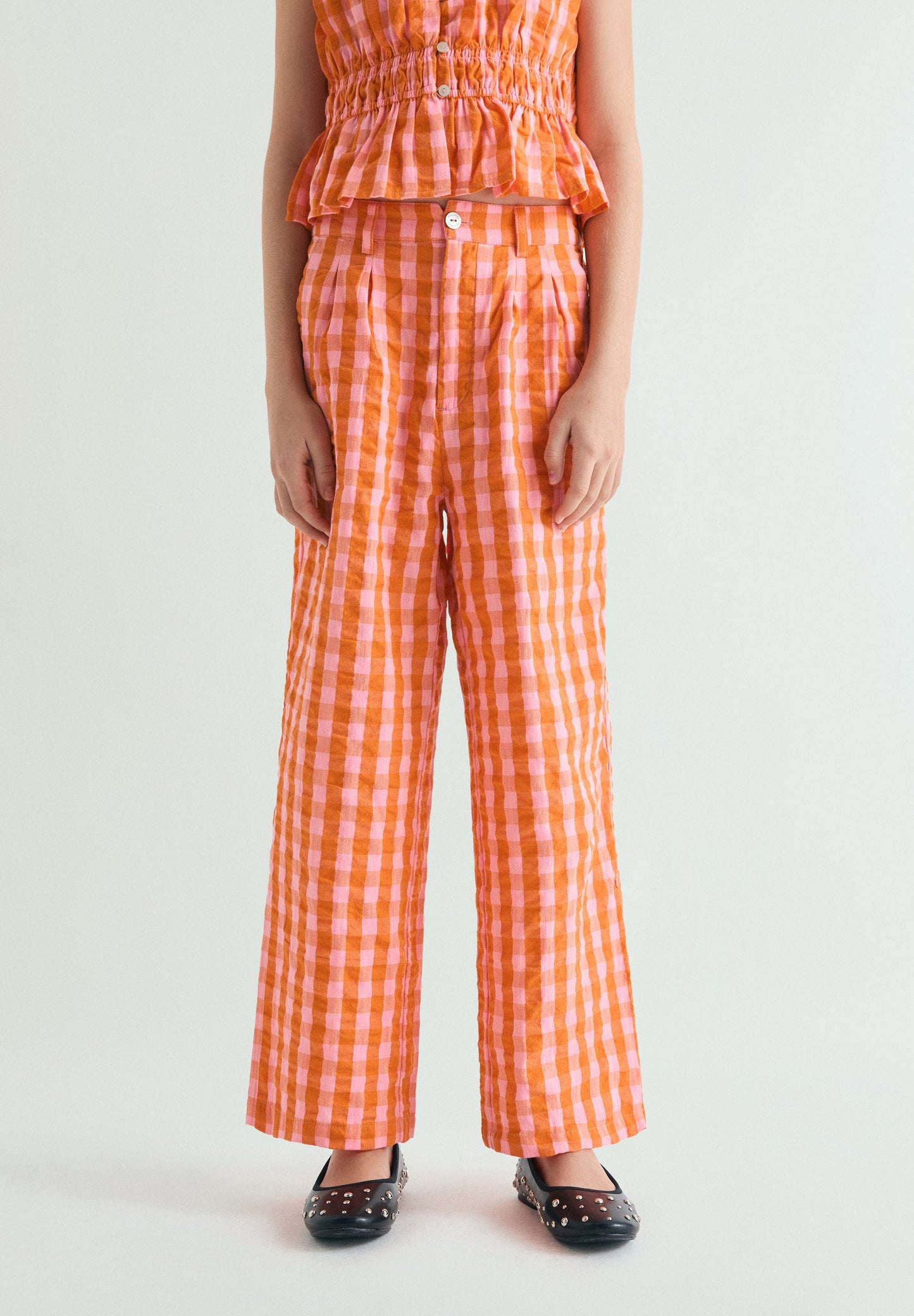 GINGHAM TROUSERS WITH DARTS