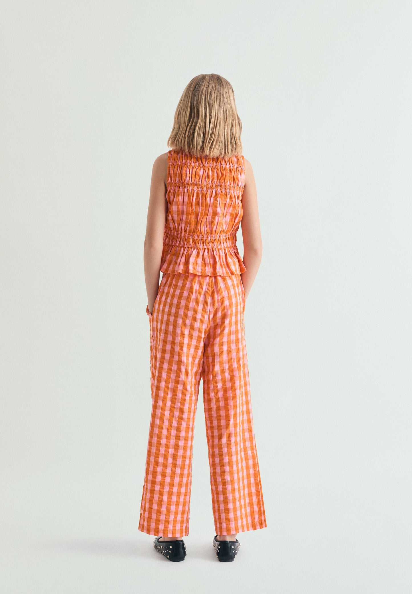 GINGHAM TROUSERS WITH DARTS