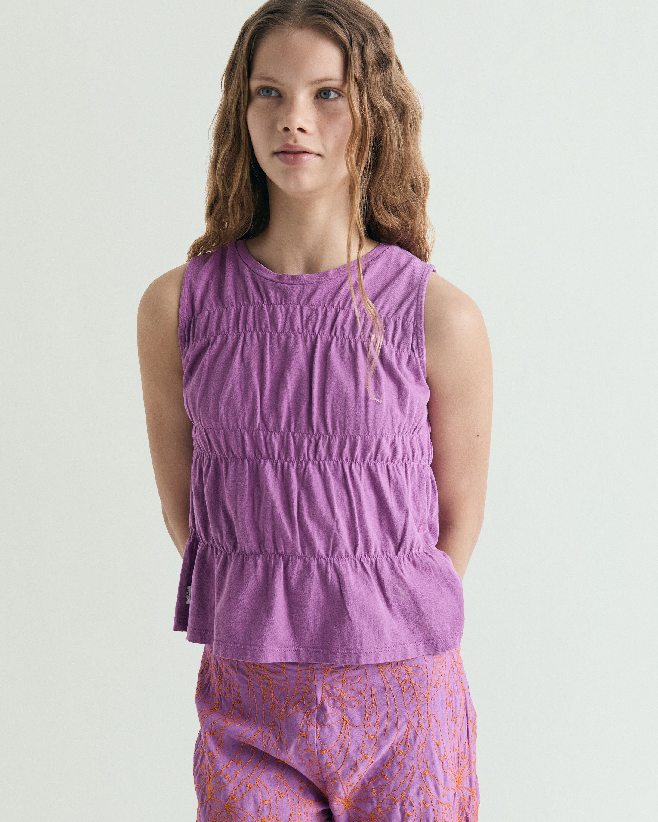 GATHERED COTTON T-SHIRT
