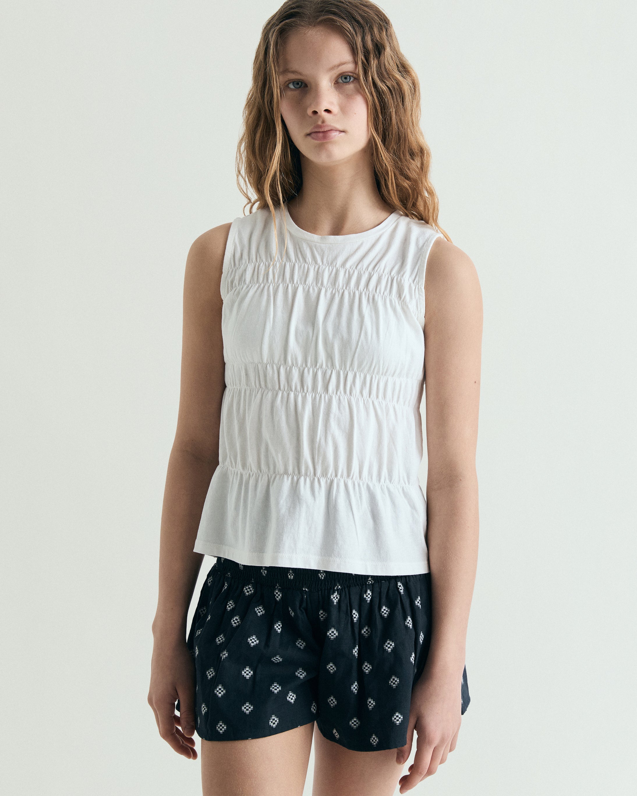 GATHERED COTTON T-SHIRT