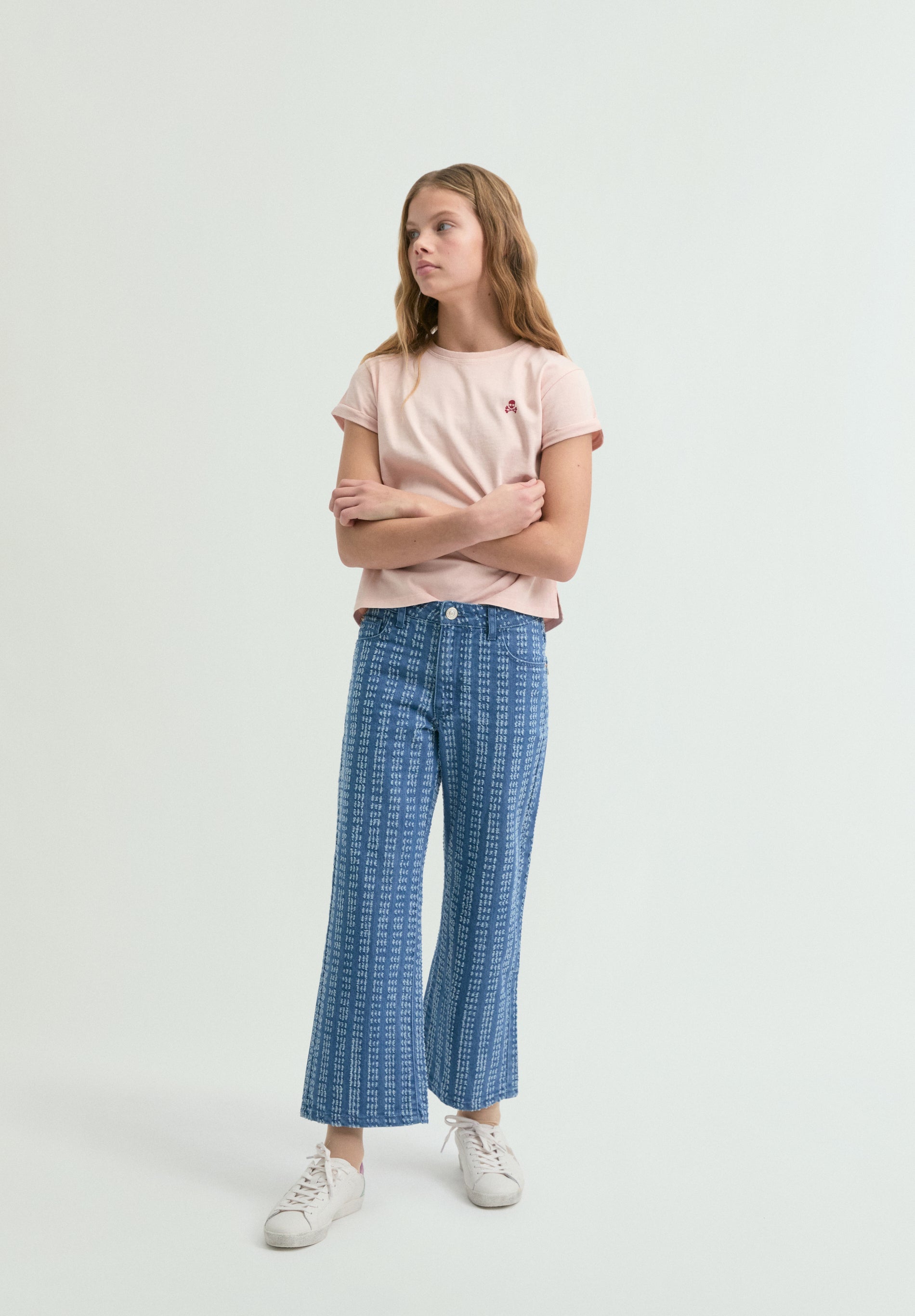 DENIM TROUSERS WITH TOPSTITCHING